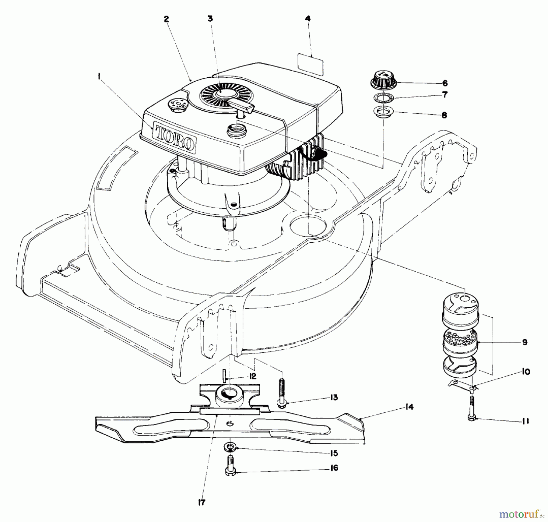  Toro Neu Mowers, Walk-Behind Seite 1 20772 - Toro Lawnmower, 1980 (0000001-0999999) ENGINE ASSEMBLY