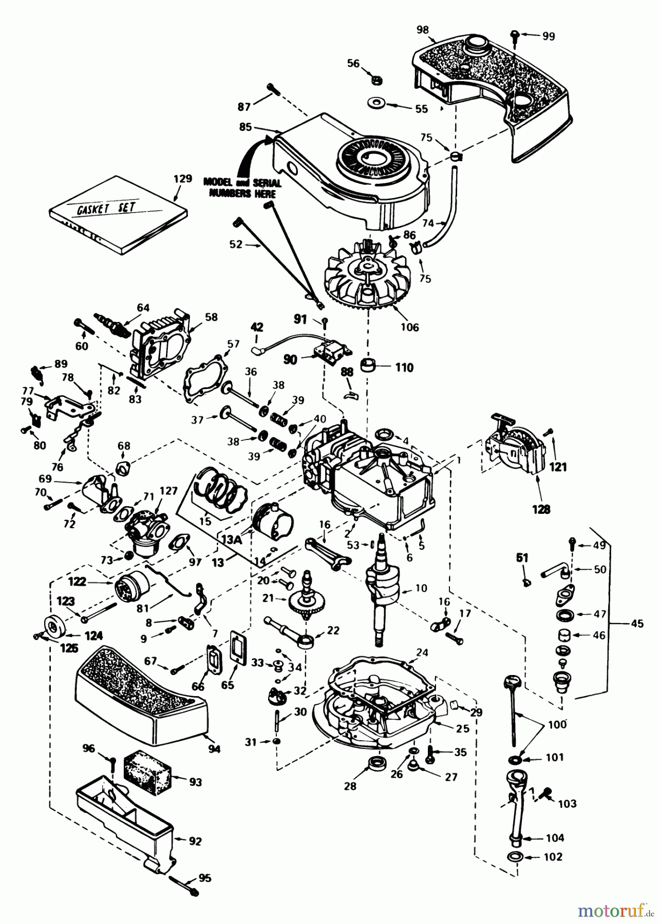  Toro Neu Mowers, Walk-Behind Seite 1 20773 - Toro Lawnmower, 1983 (3000001-3999999) ENGINE TECUMSEH MODEL NO. TNT100-10083E