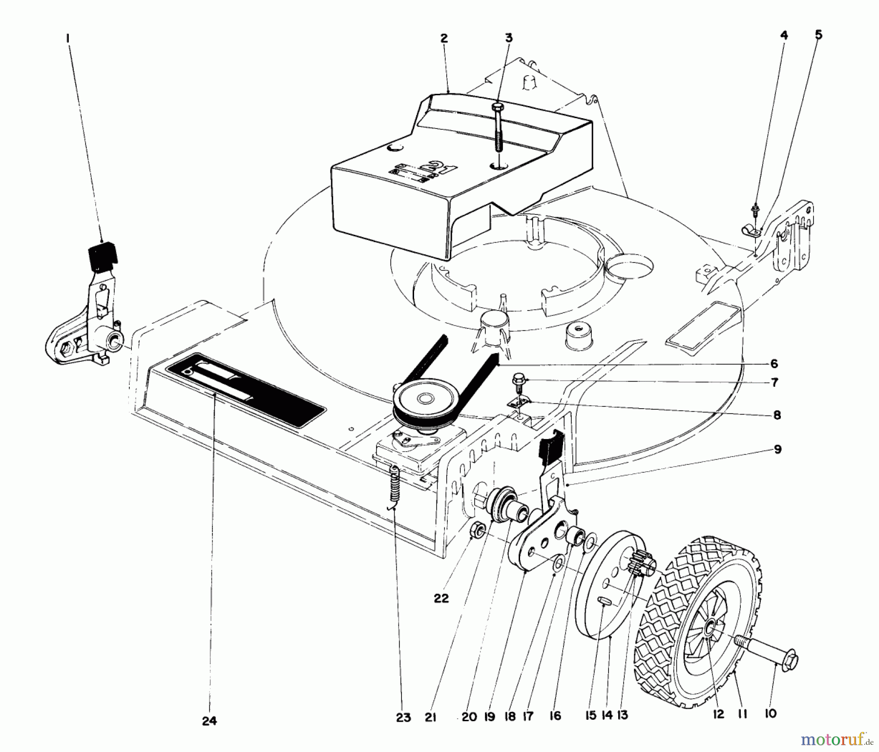  Toro Neu Mowers, Walk-Behind Seite 1 20773 - Toro Lawnmower, 1983 (3000001-3999999) FRONT WHEEL & PIVOT ARM ASSEMBLY