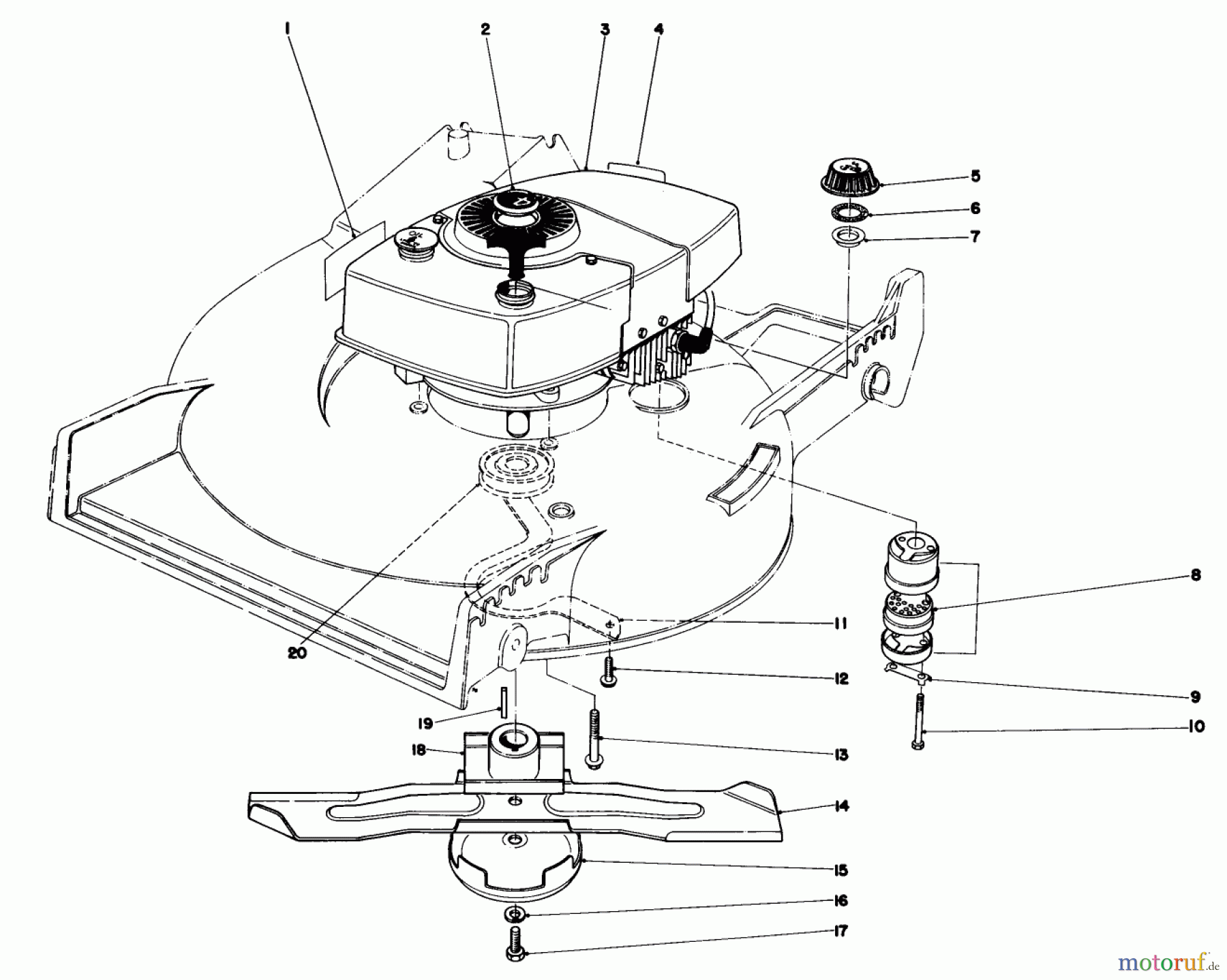 Toro Neu Mowers, Walk-Behind Seite 1 20775 - Toro Lawnmower, 1979 (9000001-9999999) ENGINE ASSEMBLY