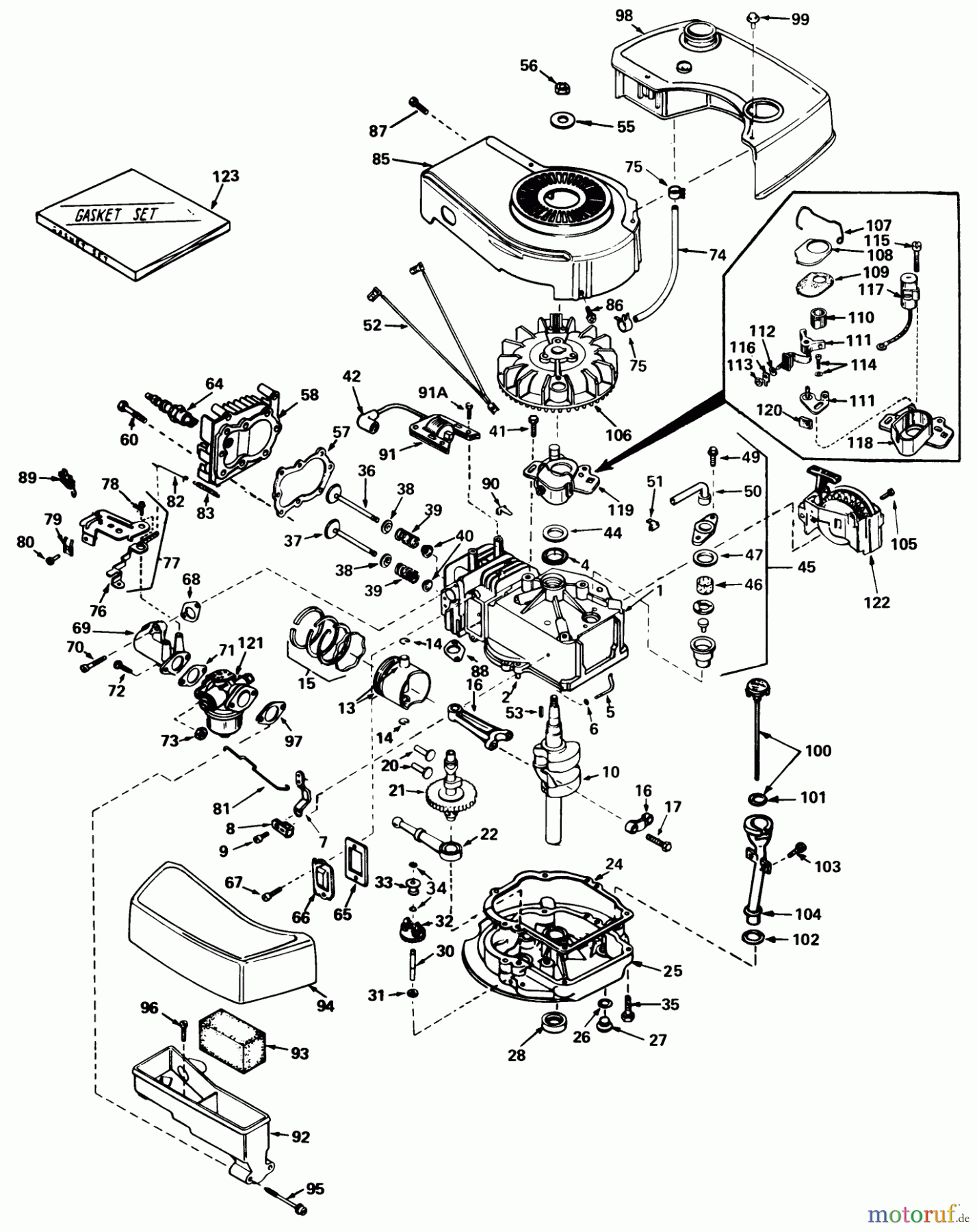  Toro Neu Mowers, Walk-Behind Seite 1 20775 - Toro Lawnmower, 1979 (9000001-9999999) ENGINE TECUMSEH MODEL NO. TNT-100-10049C