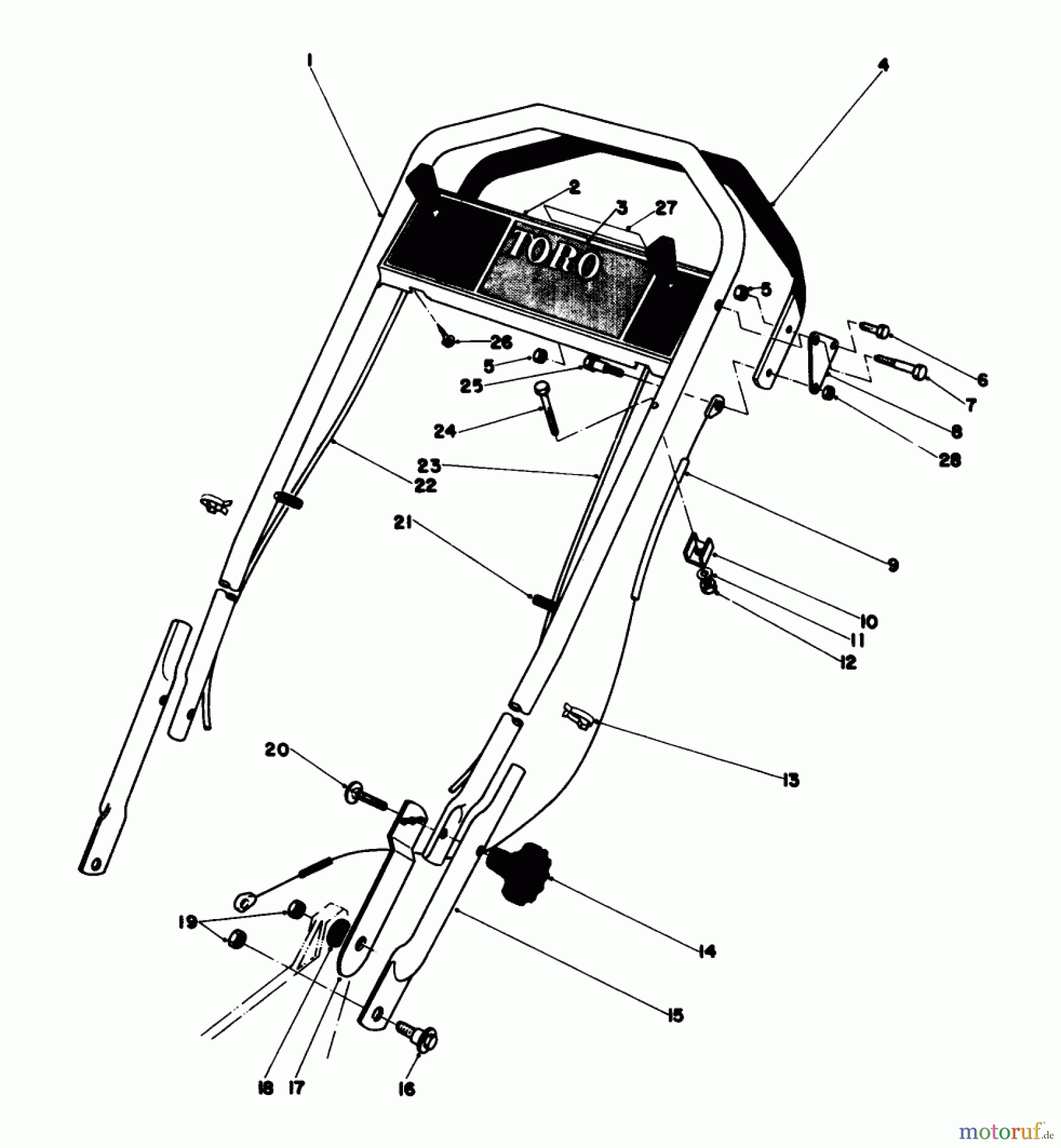  Toro Neu Mowers, Walk-Behind Seite 1 20785 - Toro Lawnmower, 1981 (1000001-1999999) HANDLE ASSEMBLY