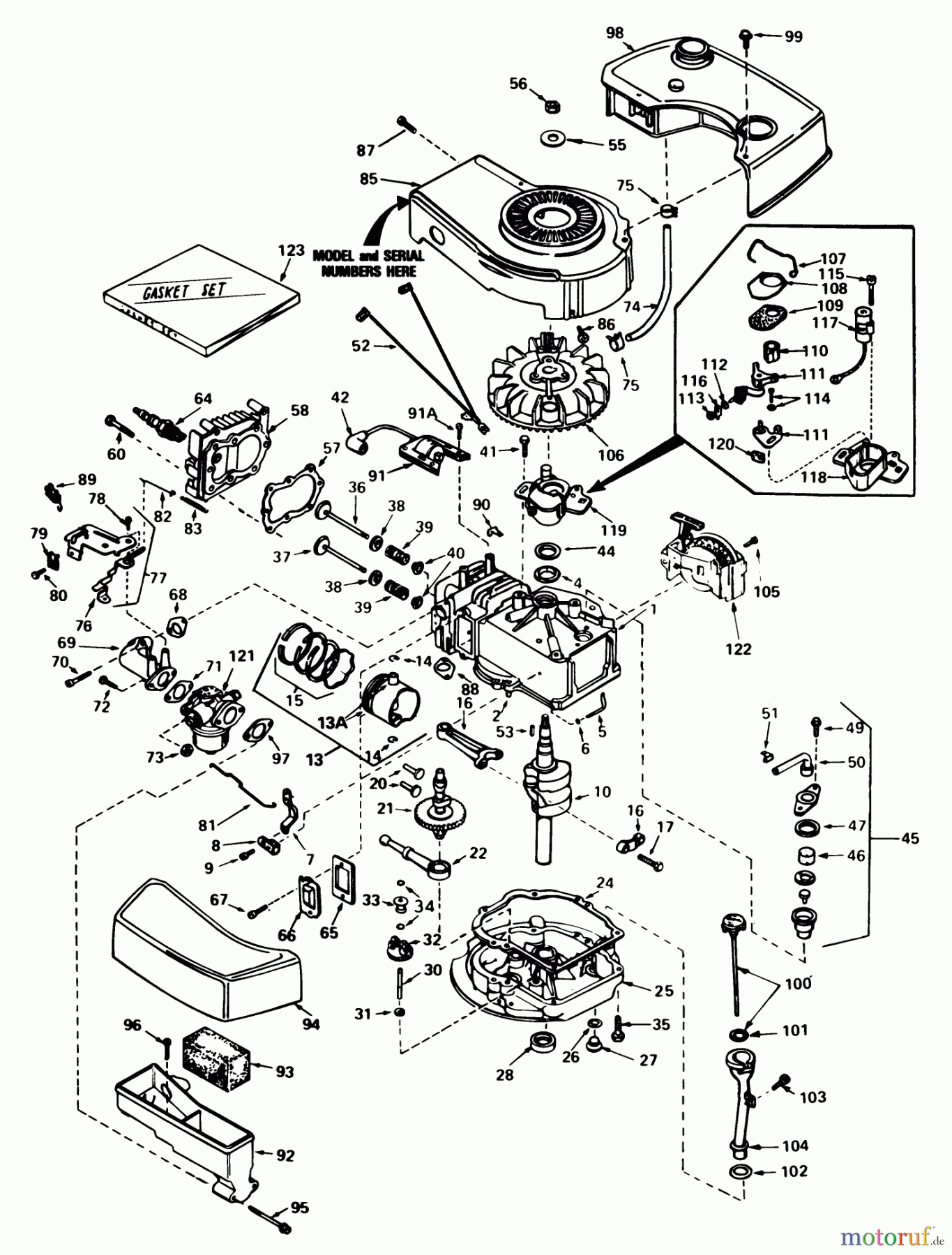  Toro Neu Mowers, Walk-Behind Seite 1 20788 - Toro Lawnmower, 1981 (1000001-1999999) ENGINE TECUMSEH MODEL NO. TNT 100-10066D