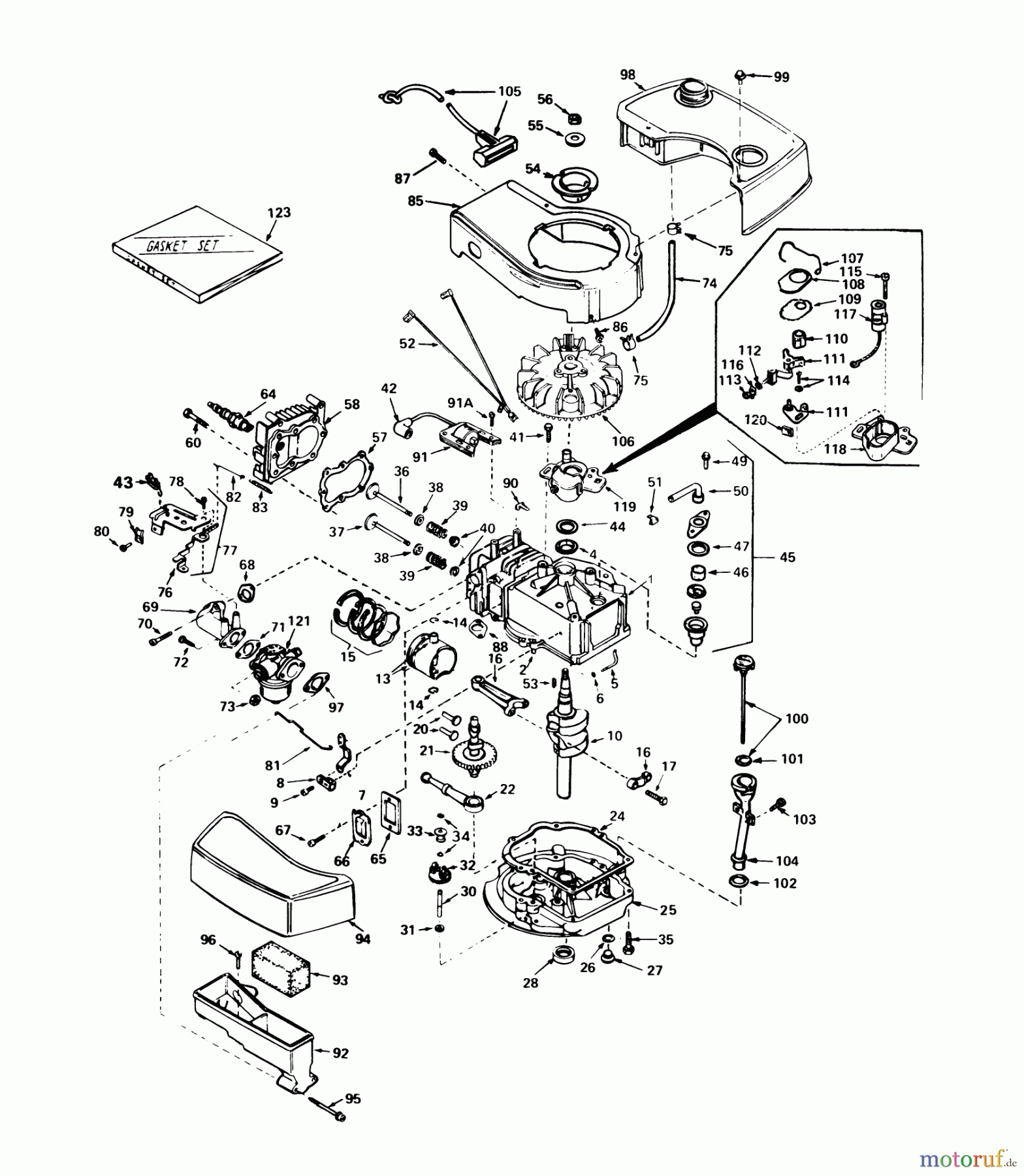  Toro Neu Mowers, Walk-Behind Seite 1 20790 - Toro Lawnmower, 1980 (0000001-0999999) ENGINE TECUMSEH MODEL NO. TNT 100-10061C