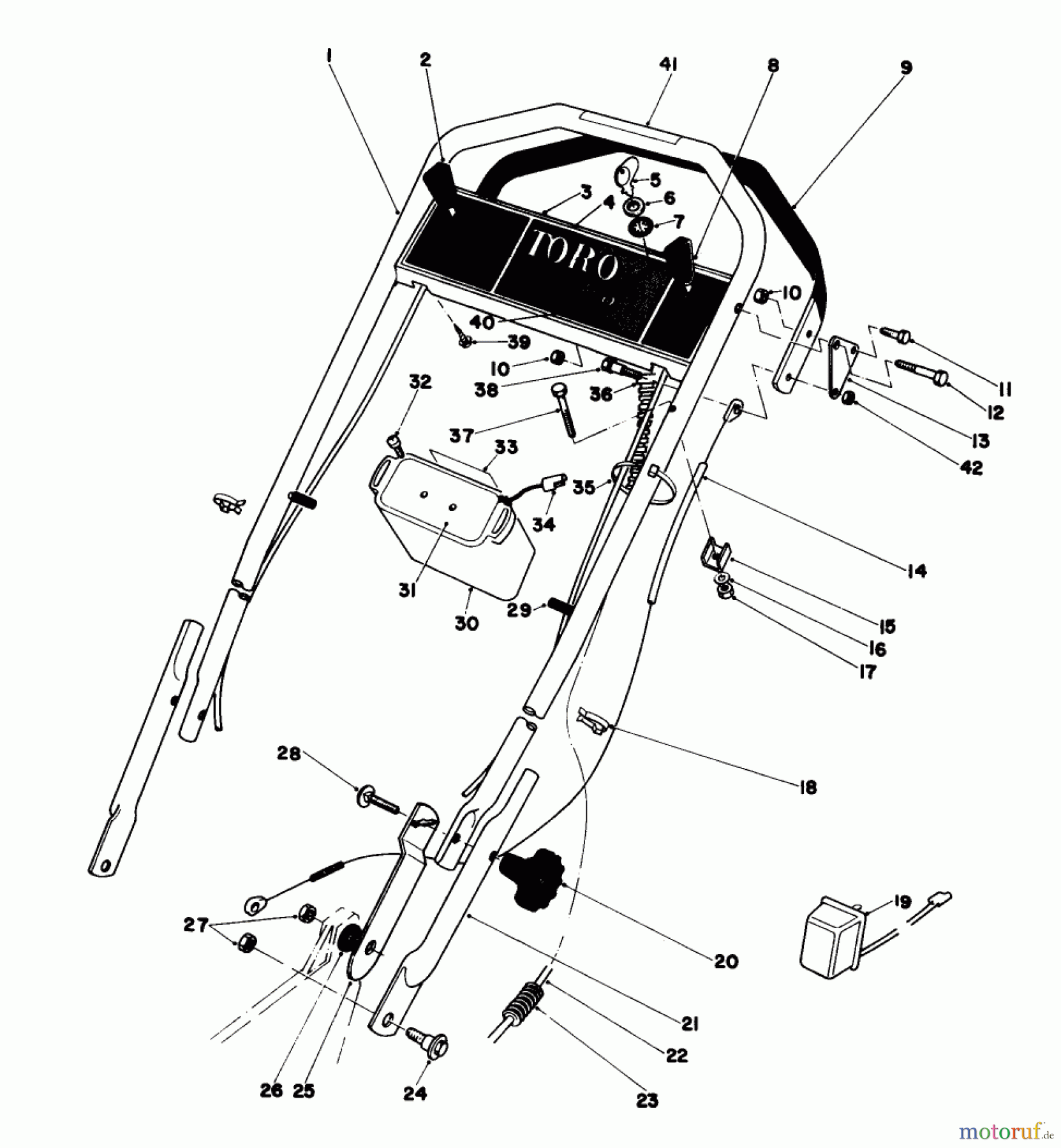  Toro Neu Mowers, Walk-Behind Seite 1 20790 - Toro Lawnmower, 1981 (1000001-1999999) HANDLE ASSEMBLY