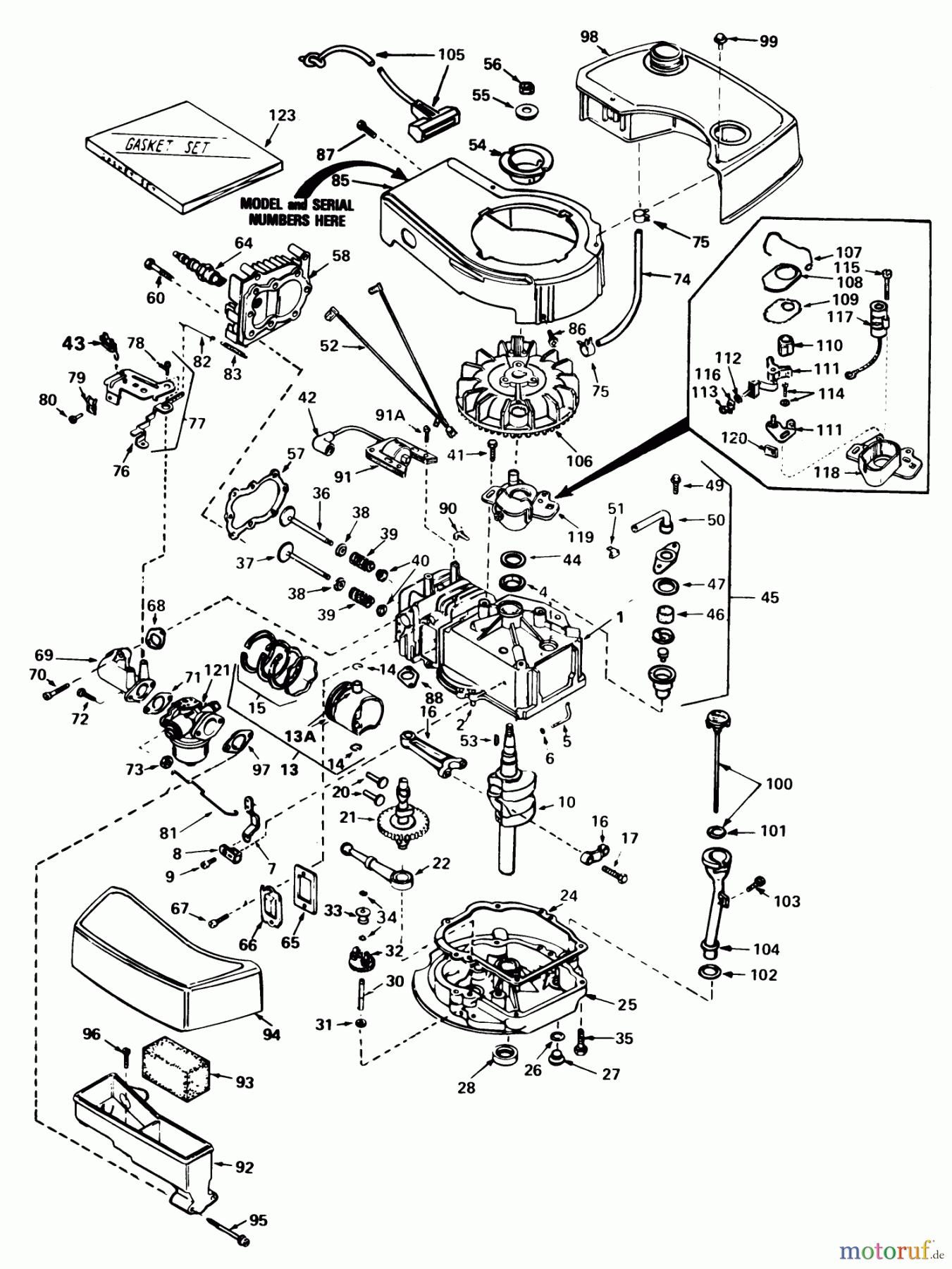 Toro Neu Mowers, Walk-Behind Seite 1 20790 - Toro Lawnmower, 1982 (2000001-2999999) ENGINE TECUMSEH MODEL NO. TNT 100-10061D