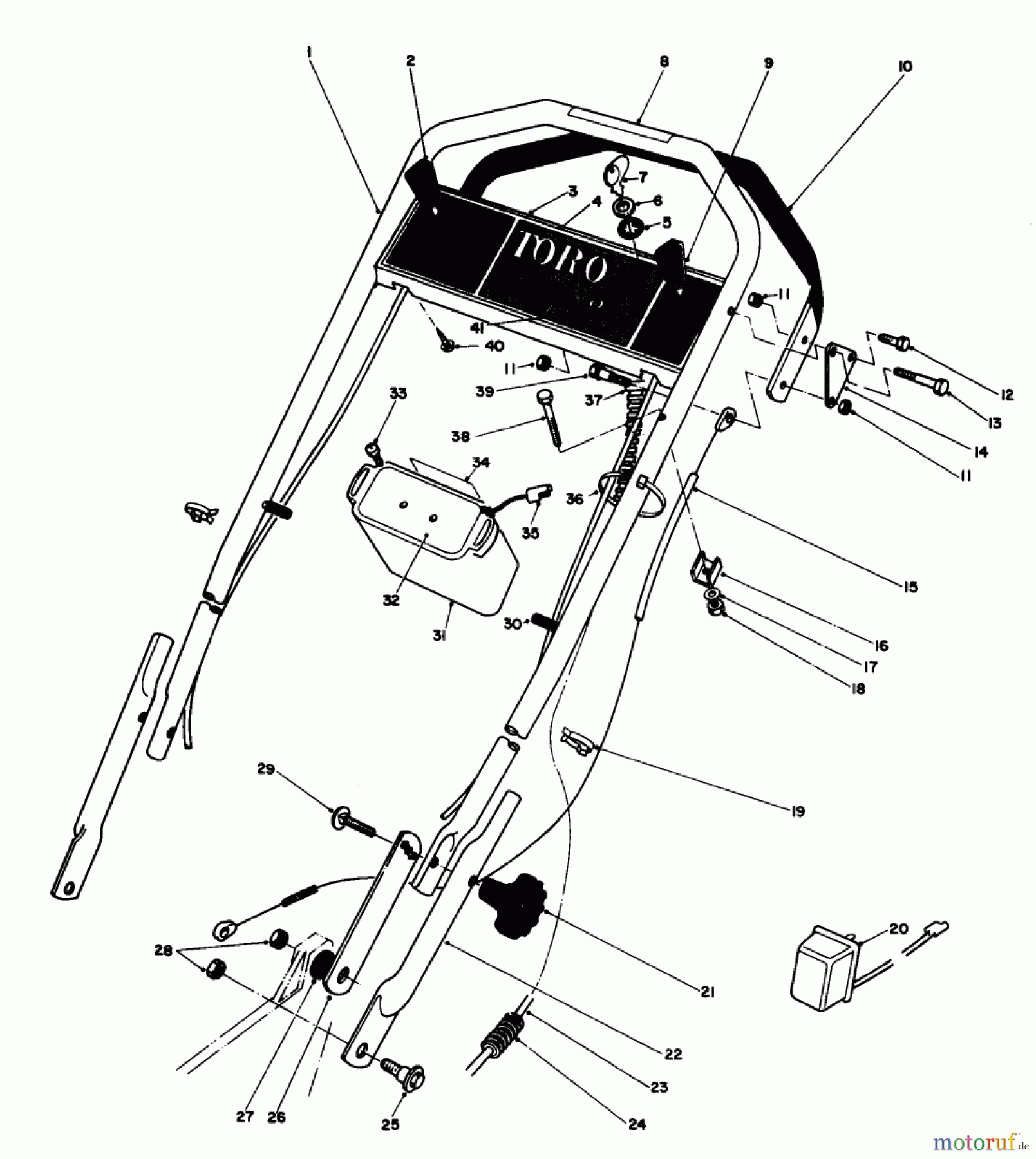  Toro Neu Mowers, Walk-Behind Seite 1 20790 - Toro Lawnmower, 1982 (2000001-2999999) HANDLE ASSEMBLY