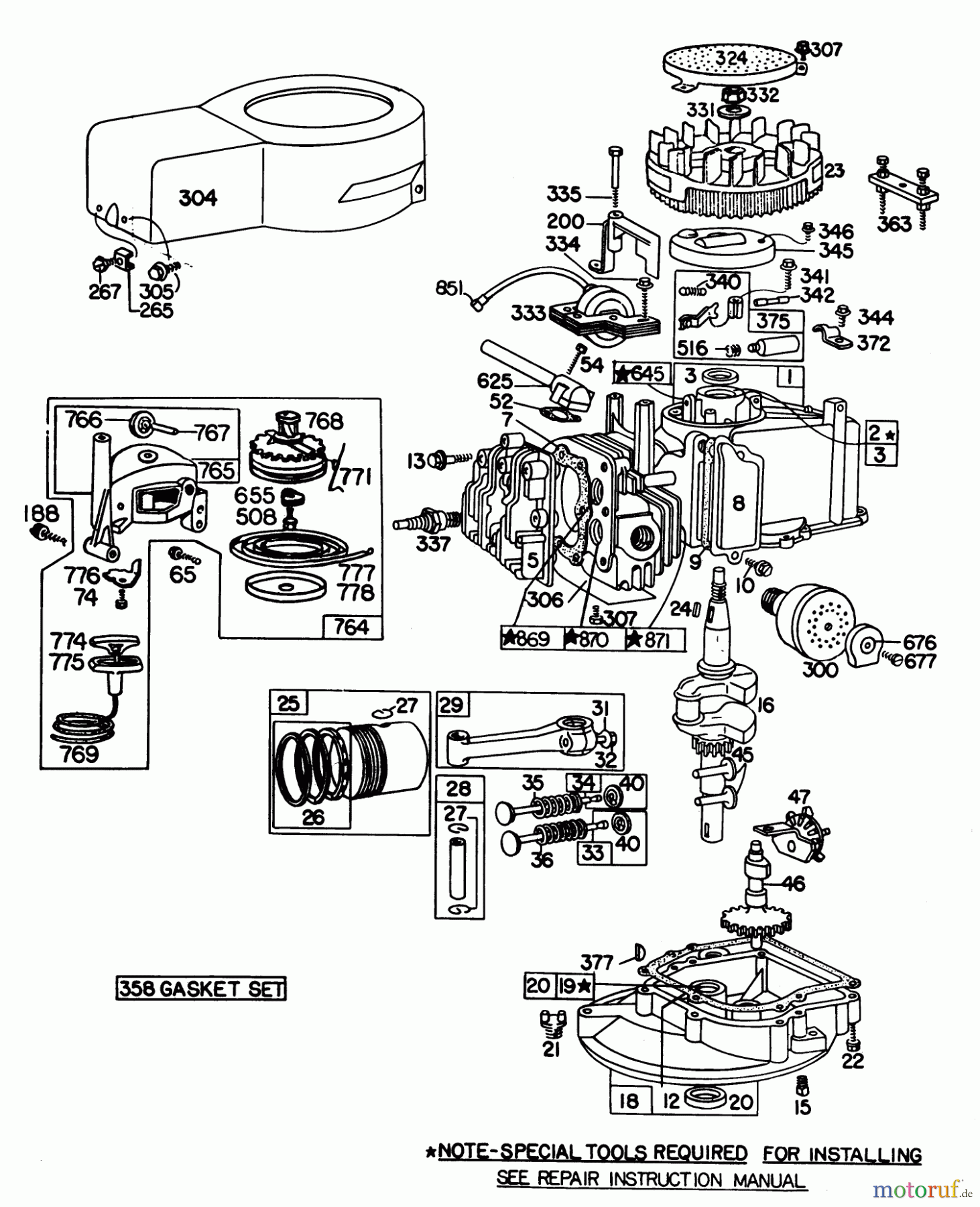  Toro Neu Mowers, Walk-Behind Seite 1 20798 - Toro Lawnmower, 1979 (9000001-9999999) ENGINE BRIGGS & STRATTON MODEL NO. 92908-1934-02