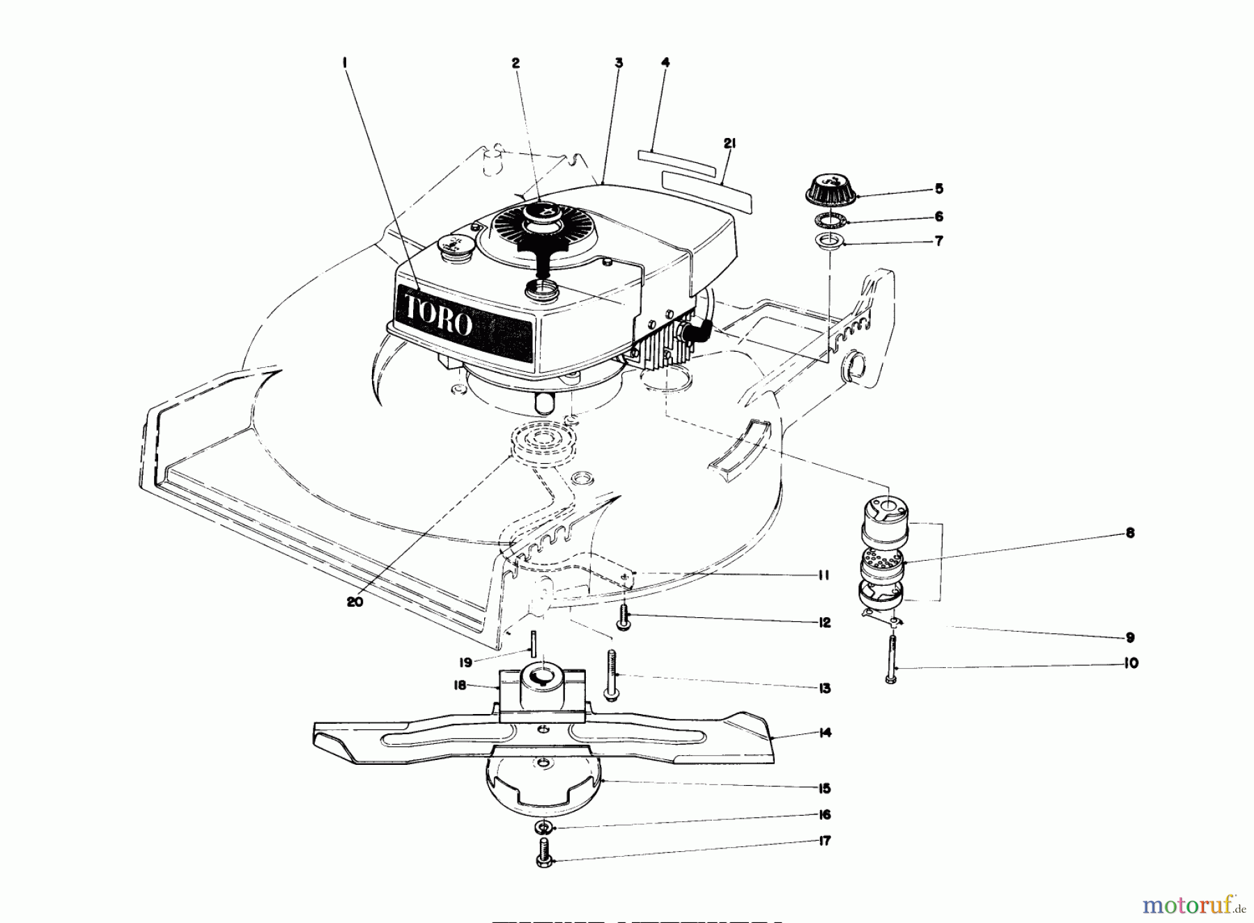  Toro Neu Mowers, Walk-Behind Seite 1 20810 - Toro Lawnmower, 1980 (0000001-0999999) ENGINE ASSEMBLY