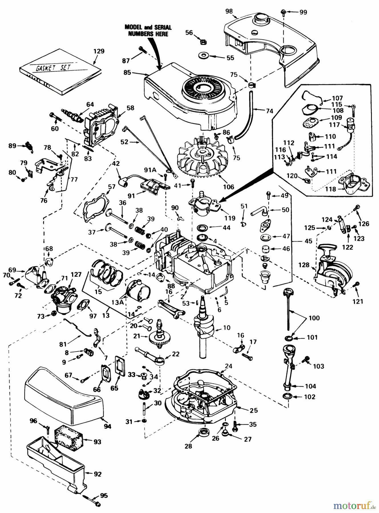  Toro Neu Mowers, Walk-Behind Seite 1 20810 - Toro Lawnmower, 1981 (1000001-1999999) ENGINE TECUMSEH MODEL NO. TNT-100-10063D
