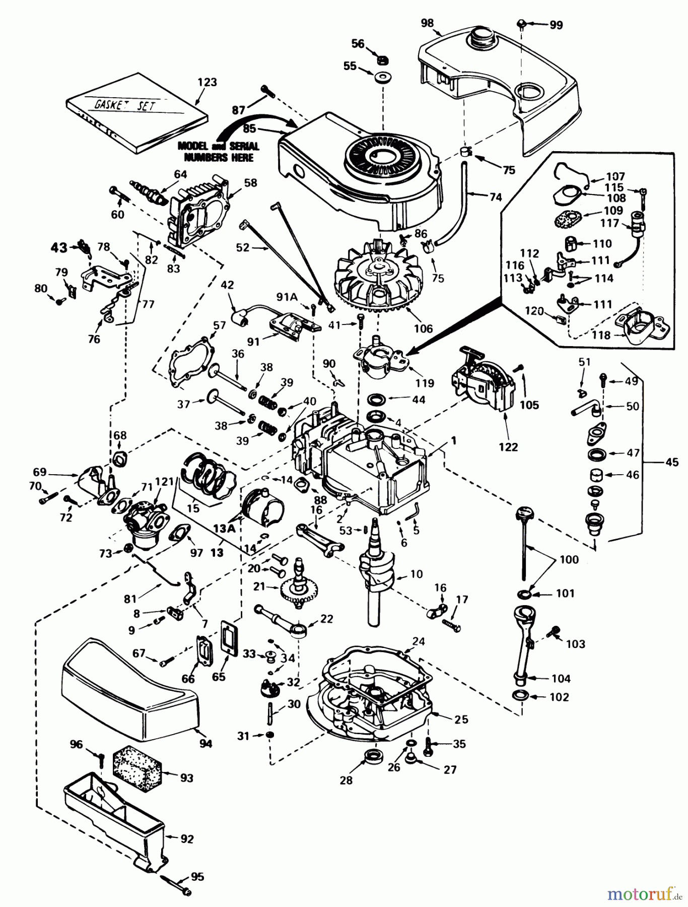  Toro Neu Mowers, Walk-Behind Seite 1 20810 - Toro Lawnmower, 1982 (2000001-2999999) ENGINE TECUMSEH MODEL NO. TNT 100-10076D
