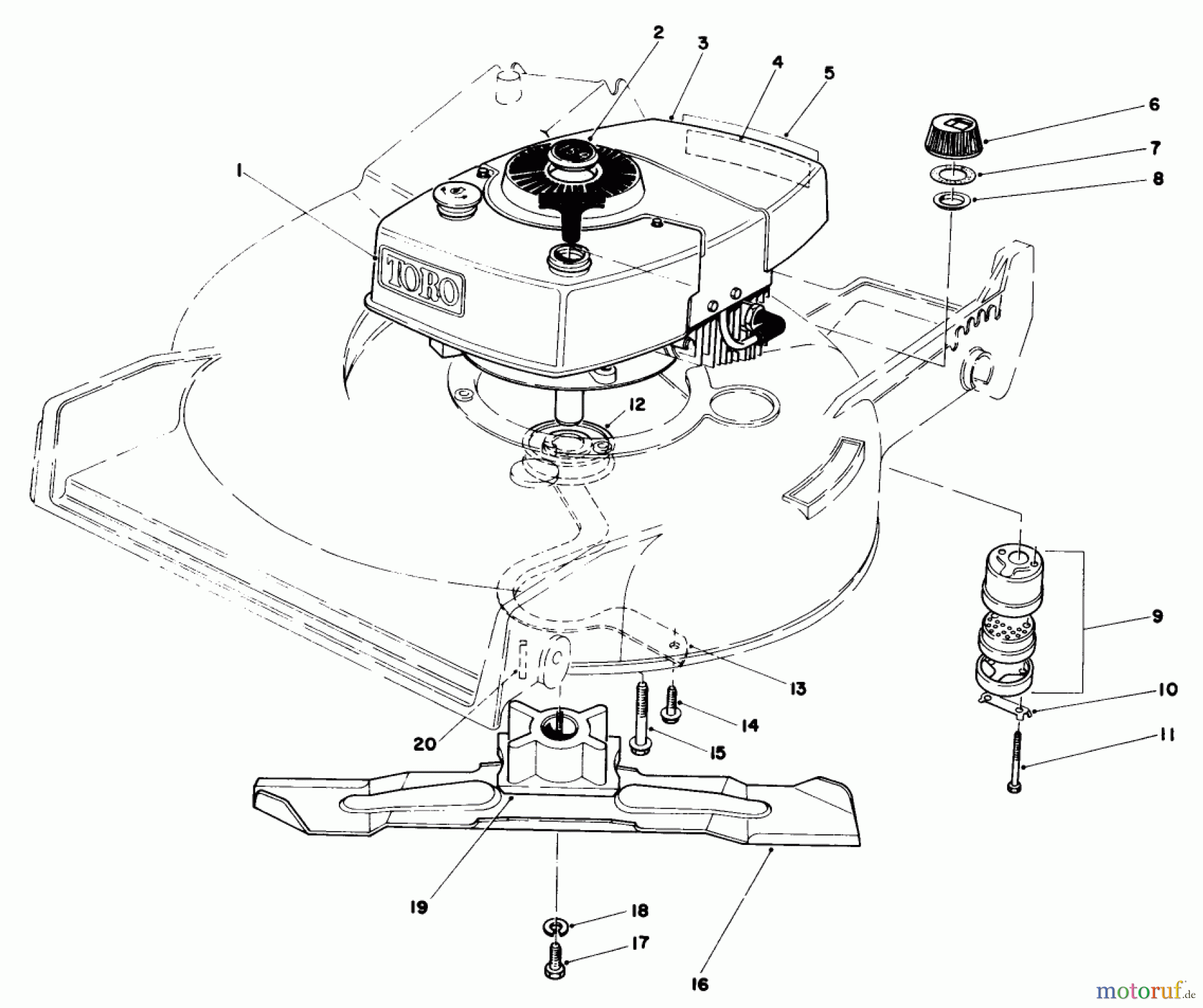  Toro Neu Mowers, Walk-Behind Seite 1 20810C - Toro Lawnmower, 1985 (5000001-5999999) ENGINE ASSEMBLY