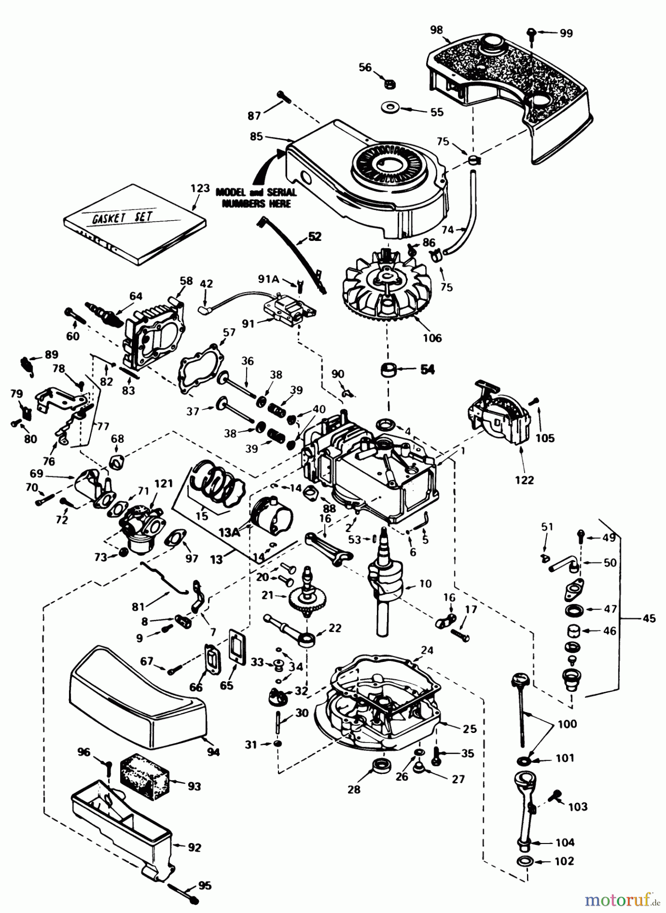  Toro Neu Mowers, Walk-Behind Seite 1 20810C - Toro Lawnmower, 1985 (5000001-5999999) ENGINE TECUMSEH MODEL NO. TNT 100-10077E