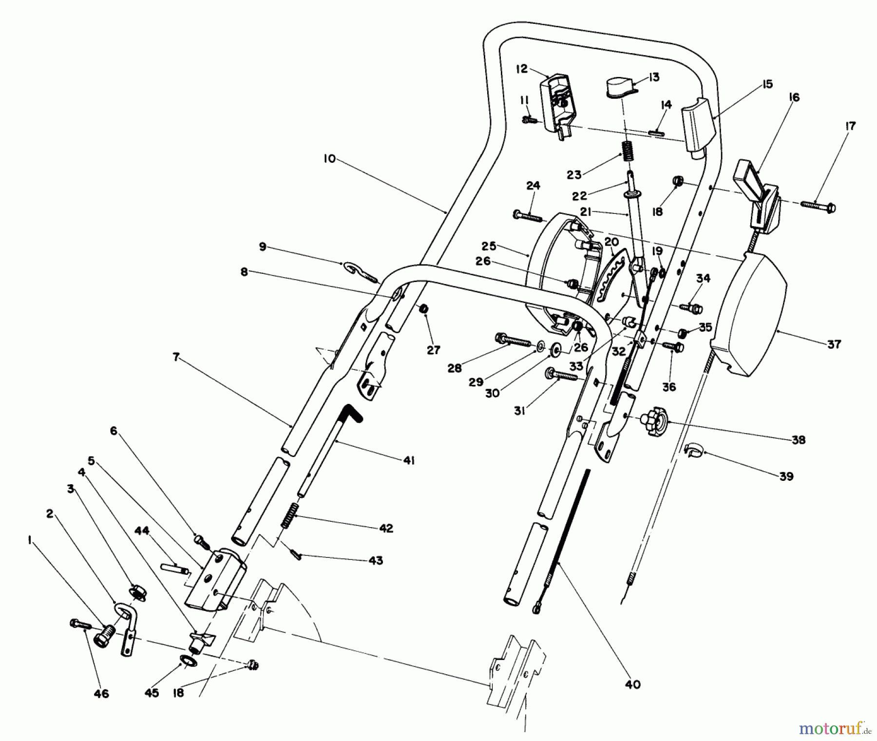  Toro Neu Mowers, Walk-Behind Seite 2 20830 - Toro Lawnmower, 1981 (1000001-1999999) HANDLE ASSEMBLY