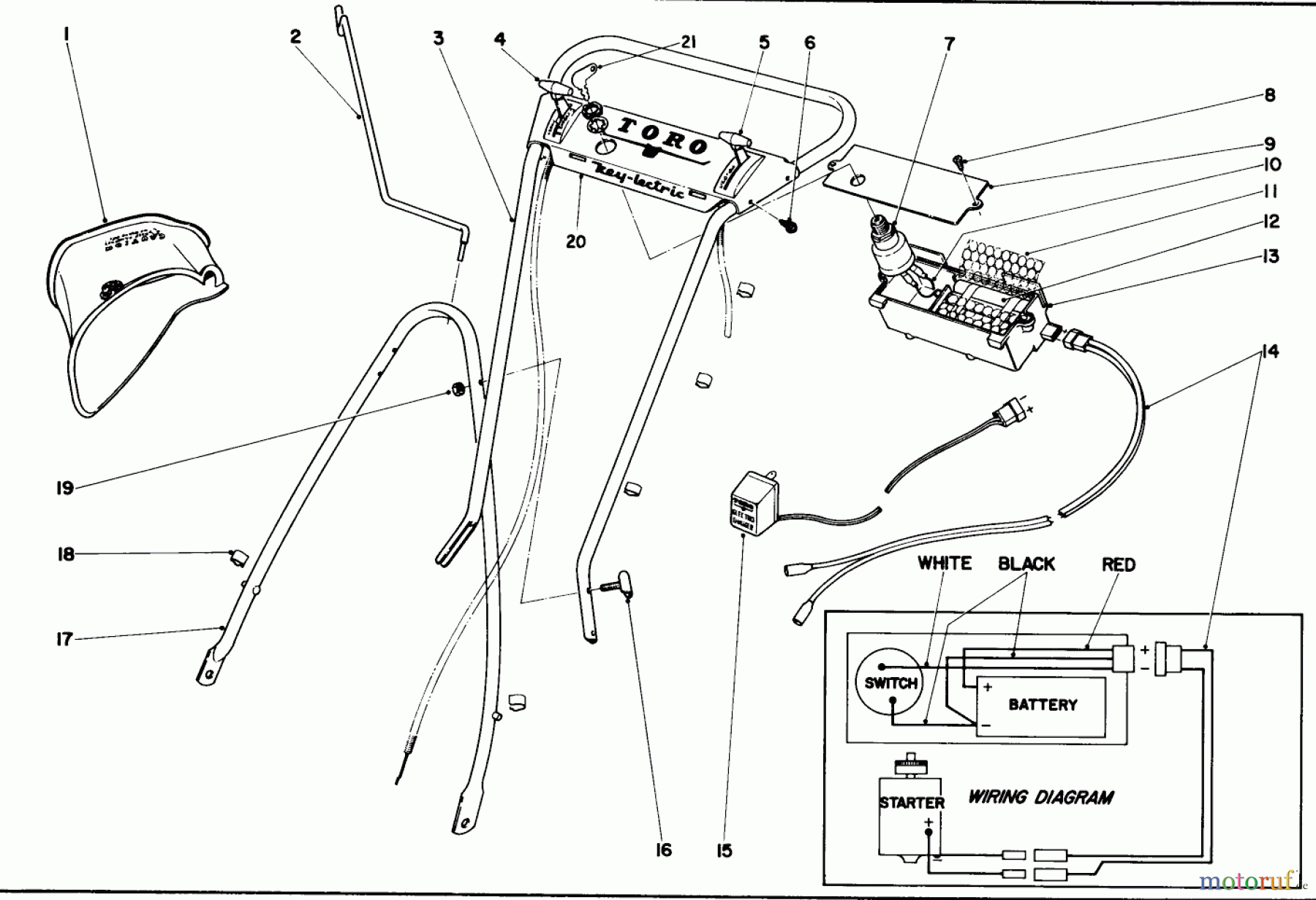  Toro Neu Mowers, Walk-Behind Seite 2 21100 - Toro Whirlwind Lawnmower, 1968 (8000001-8999999) HANDLE ASSEMBLY