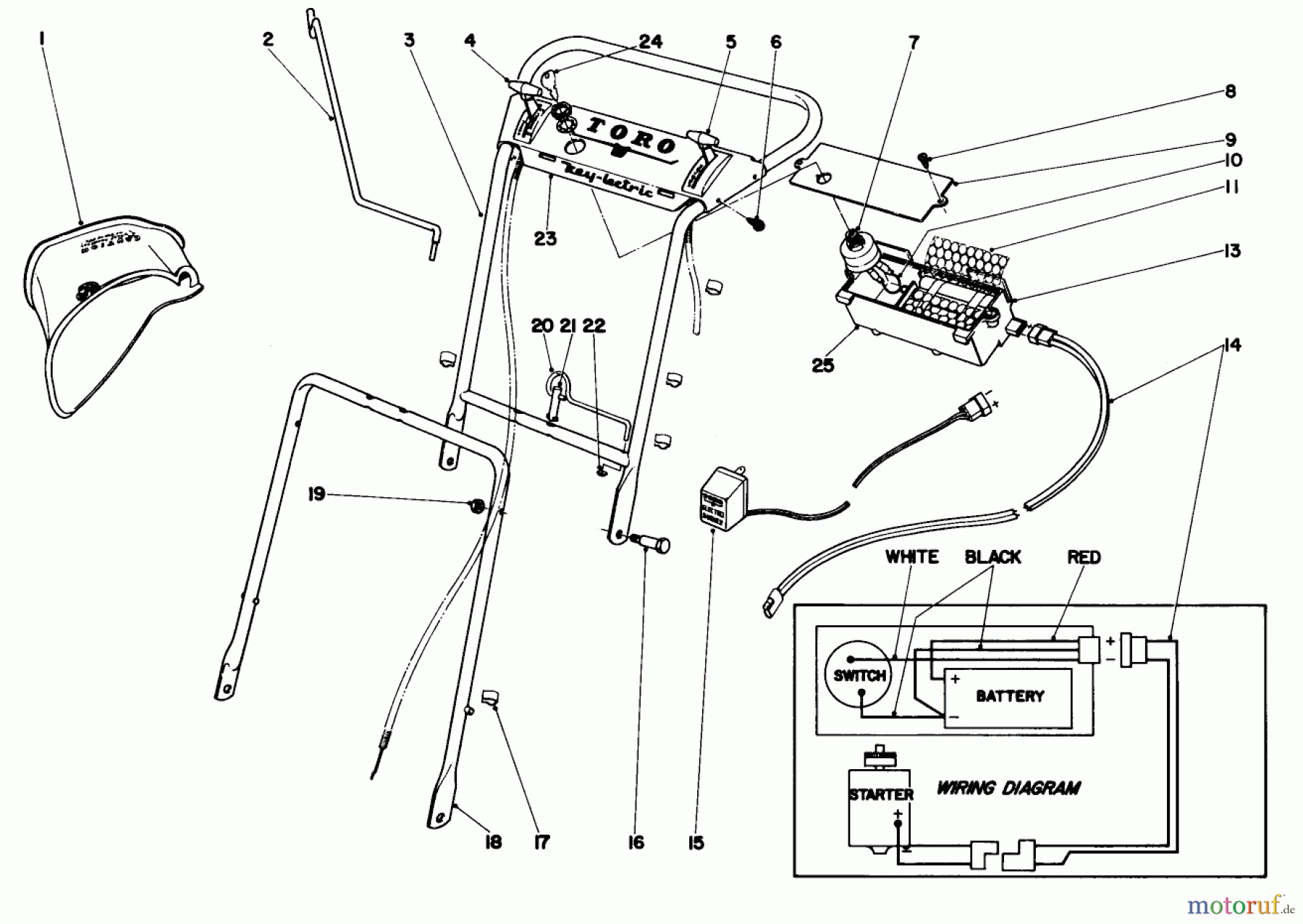  Toro Neu Mowers, Walk-Behind Seite 2 21103 - Toro Whirlwind Lawnmower, 1969 (9000001-9999999) HANDLE ASSEMBLY