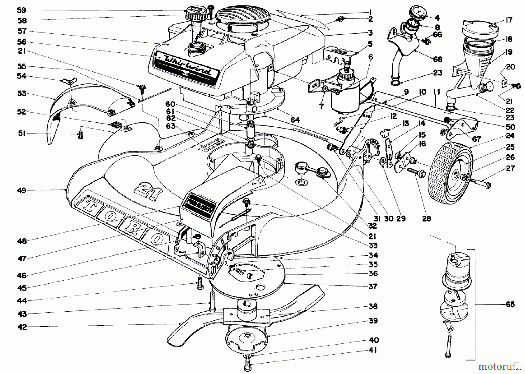  Toro Neu Mowers, Walk-Behind Seite 2 21666 - Toro Whirlwind Lawnmower, 1970 (0000001-0033908) 21