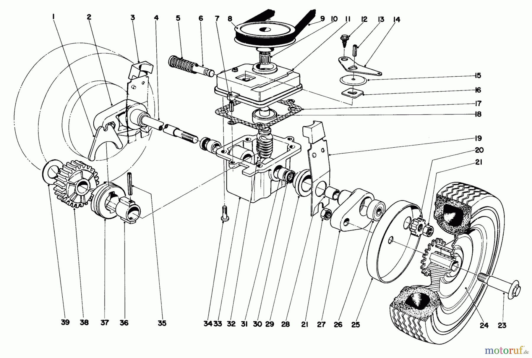  Toro Neu Mowers, Walk-Behind Seite 2 21172 - Toro Guardian Lawnmower, 1972 (2000001-2999999) GEAR BOX ASSEMBLY