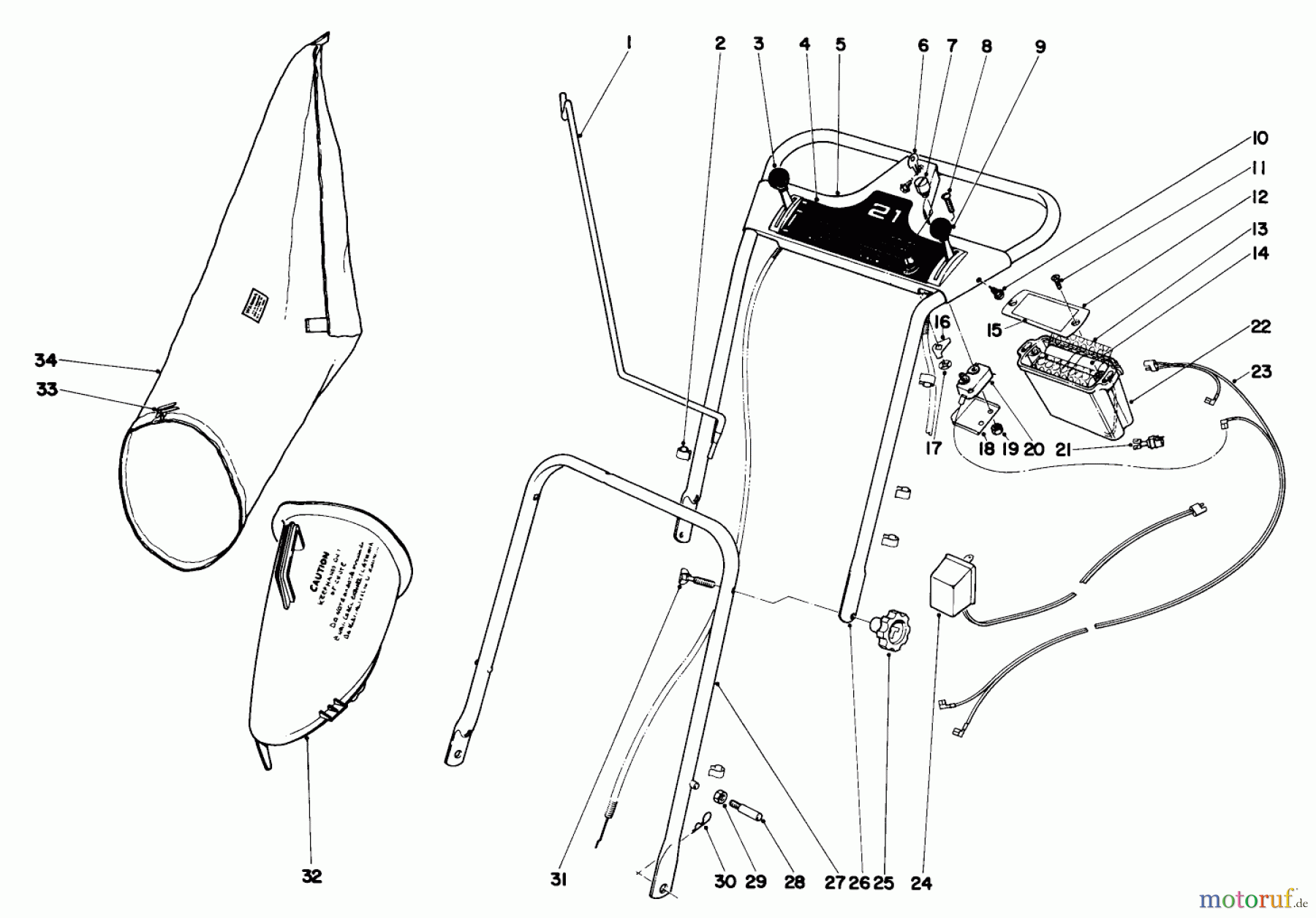  Toro Neu Mowers, Walk-Behind Seite 2 21172 - Toro Guardian Lawnmower, 1972 (2000001-2999999) HANDLE ASSEMBLY