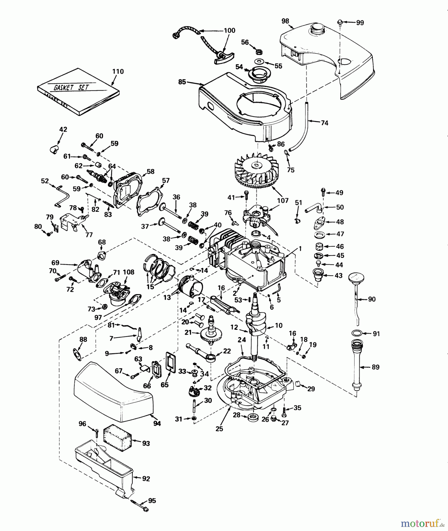  Toro Neu Mowers, Walk-Behind Seite 2 21610 - Toro Guardian Lawnmower, 1974 (4000001-4999999) ENGINE MODEL TNT100-10041 (MOWER MODEL NO. 21711)