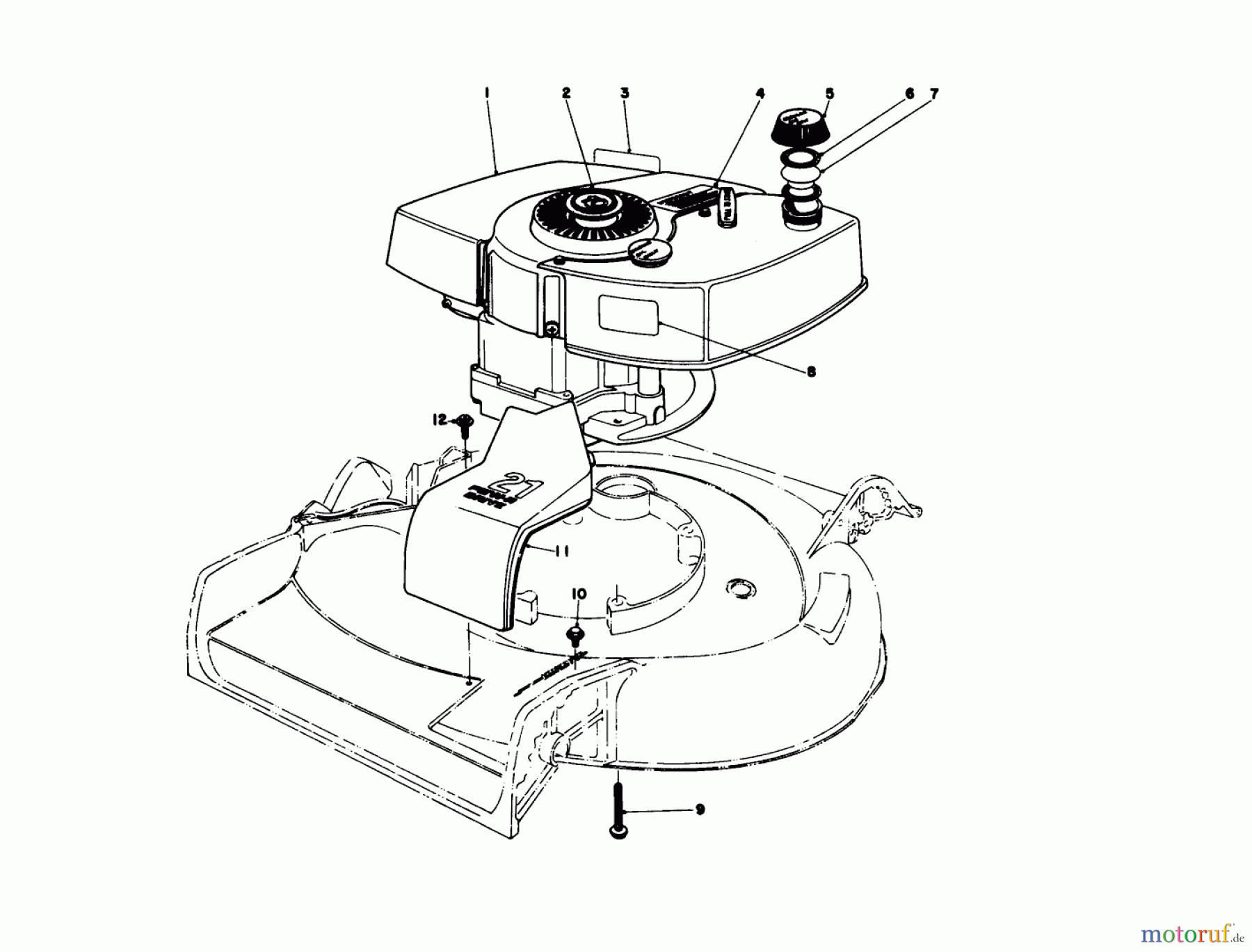 Toro Neu Mowers, Walk-Behind Seite 2 21711 - Toro Guardian Lawnmower, 1976 (6000001-6999999) ENGINE ASSEMBLY MODEL NO. 21610