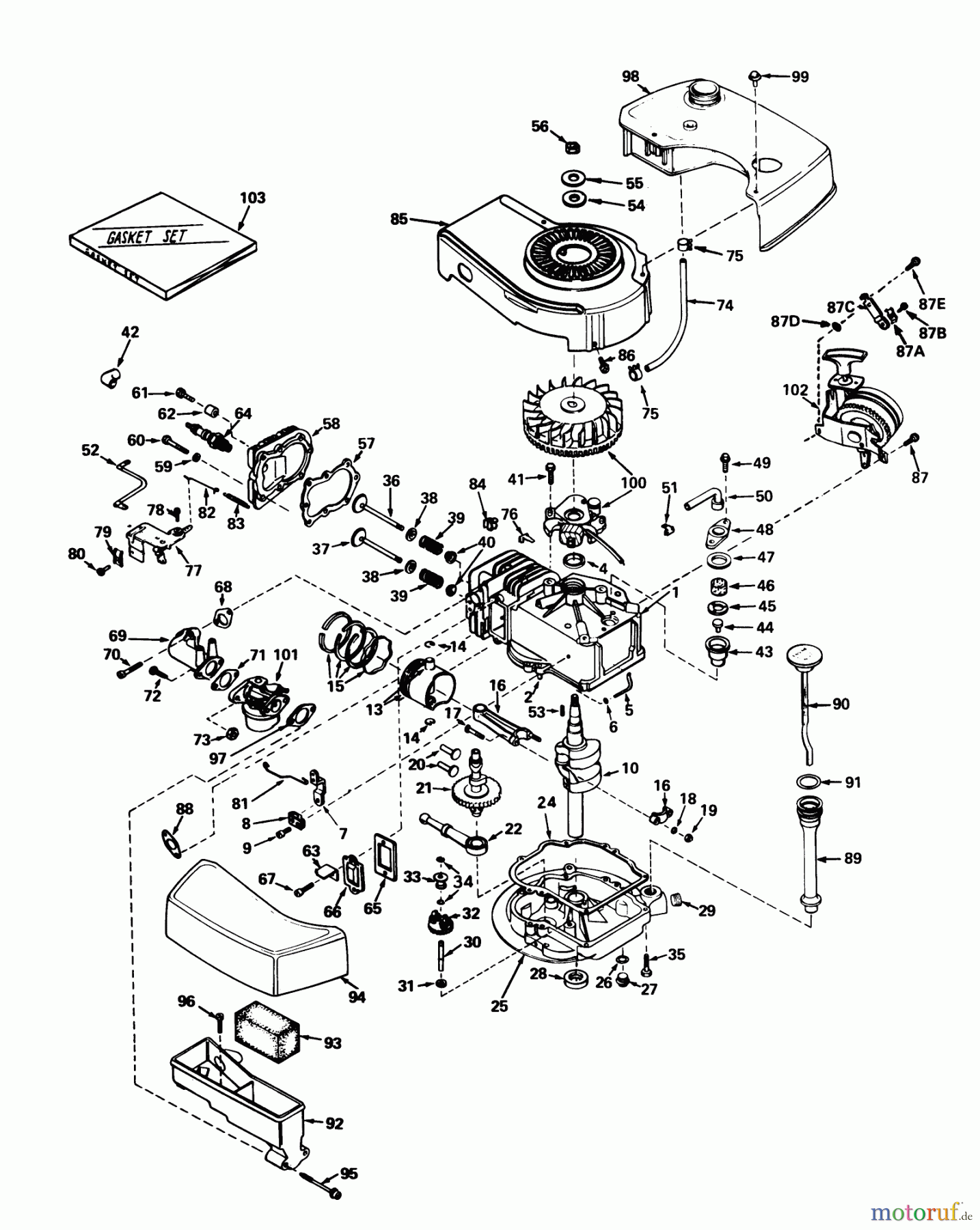  Toro Neu Mowers, Walk-Behind Seite 2 21711 - Toro Guardian Lawnmower, 1976 (6000001-6999999) ENGINE TECUMSEH MODEL NO. TNT 100-10047 (MOWER MODEL NO. 21610)