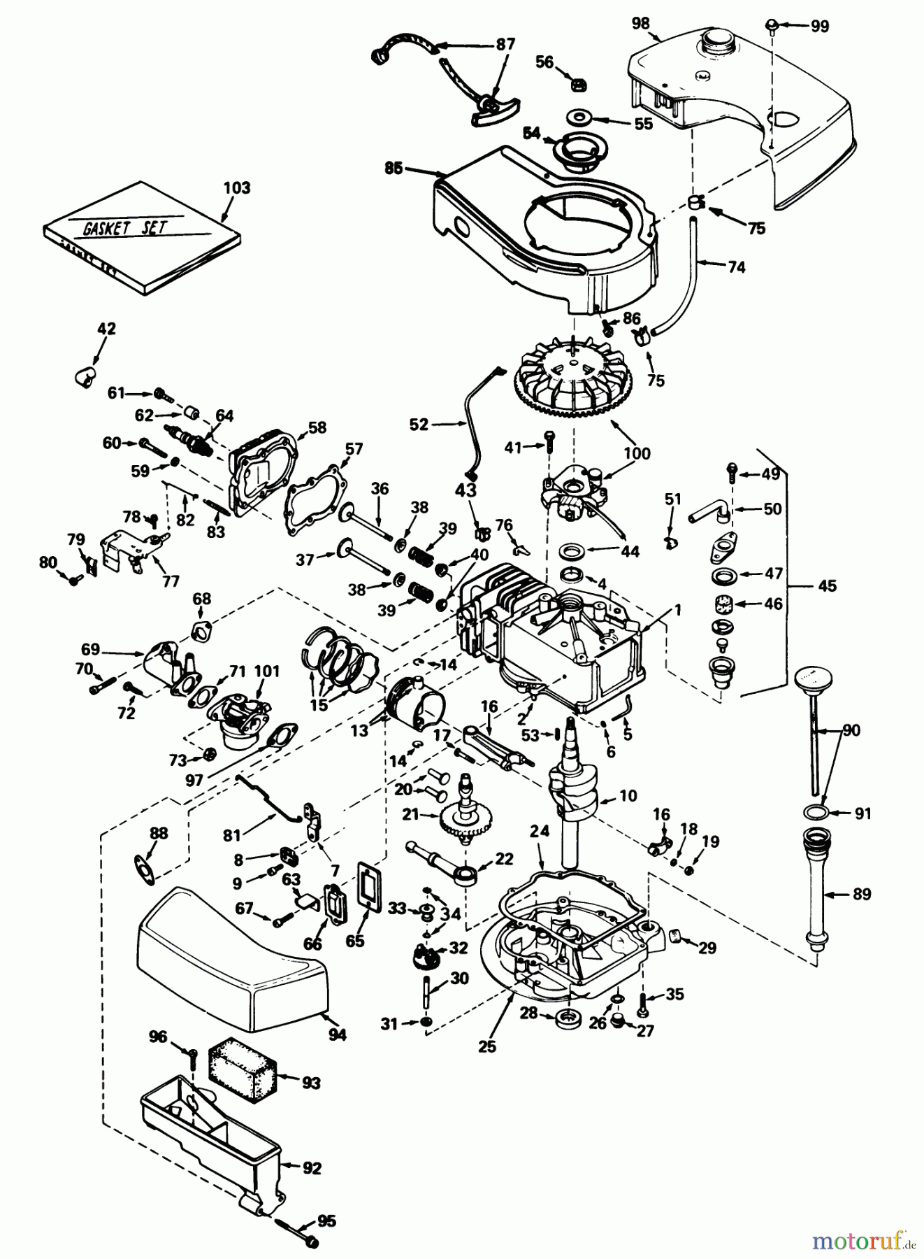  Toro Neu Mowers, Walk-Behind Seite 2 21738 - Toro Whirlwind Lawnmower, 1978 (8000001-8999999) ENGINE TECUMSEH MODEL NO. TNT 100-10056A (MOWER MODEL NO. 21738) #1