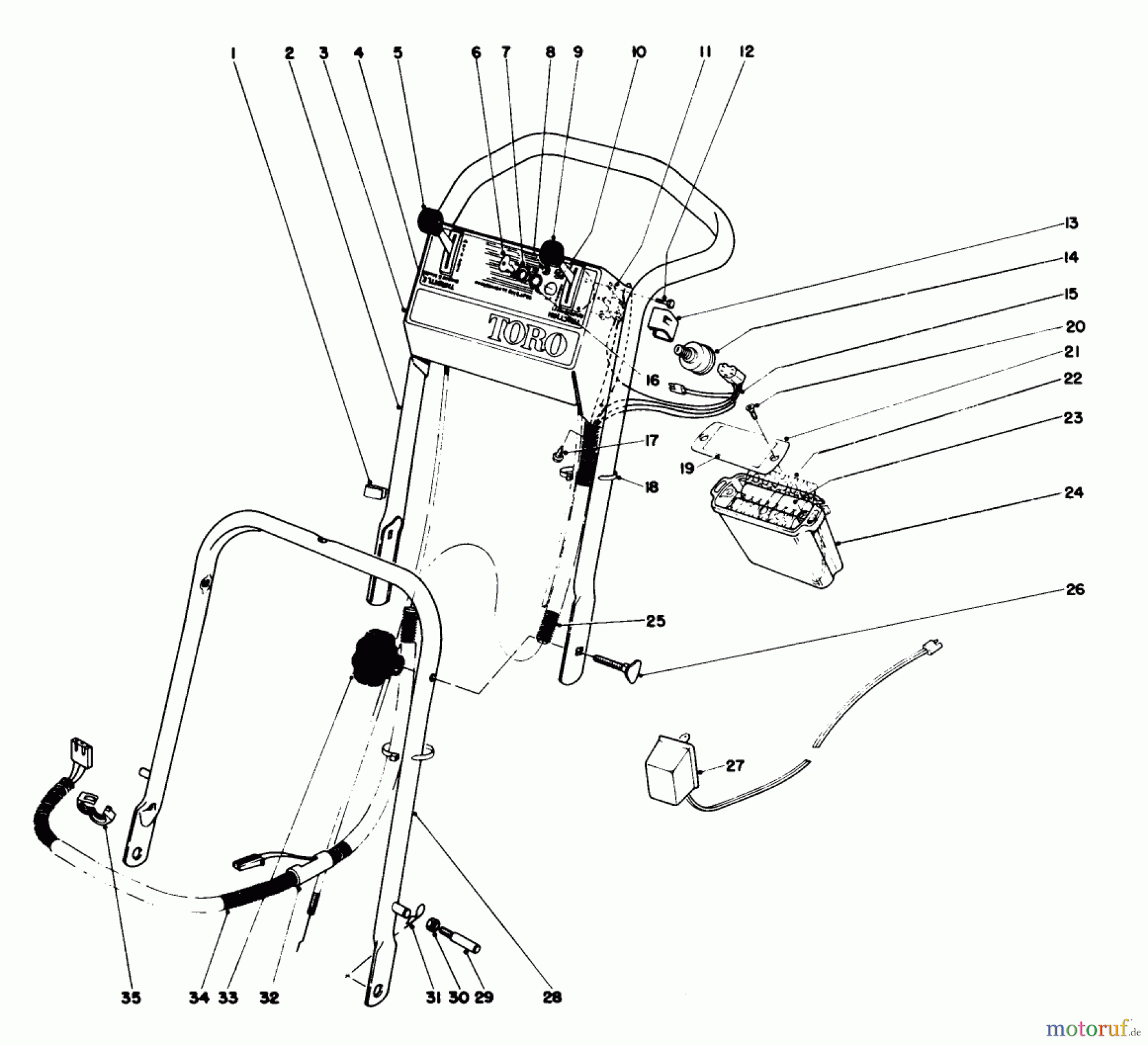  Toro Neu Mowers, Walk-Behind Seite 2 21738 - Toro Whirlwind Lawnmower, 1978 (8000001-8999999) HANDLE ASSEMBLY MODEL NO. 21738