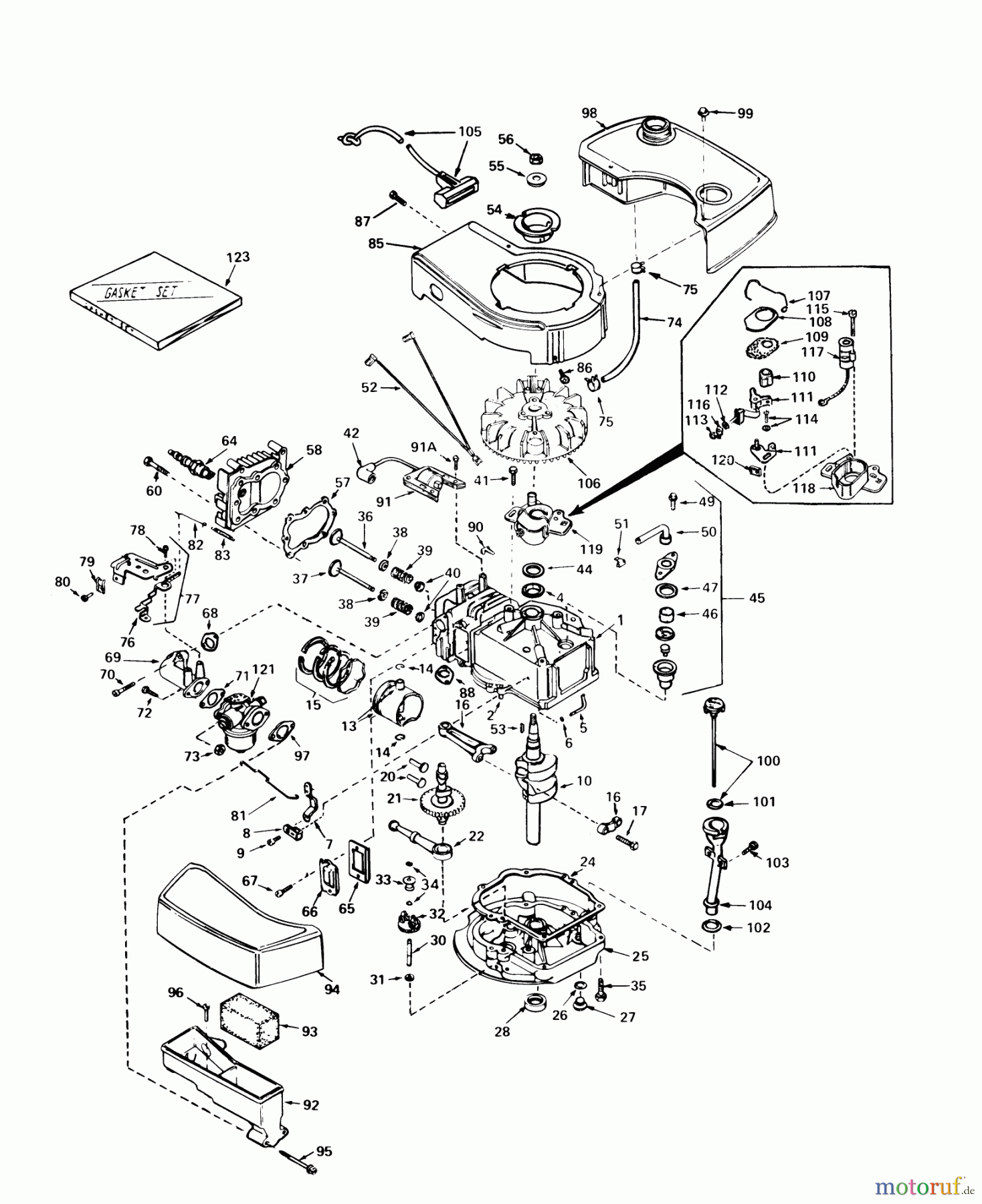  Toro Neu Mowers, Walk-Behind Seite 2 21738 - Toro Whirlwind Lawnmower, 1979 (9000001-9999999) ENGINE TECUMSEH MODEL NO. TNT 100-10056C