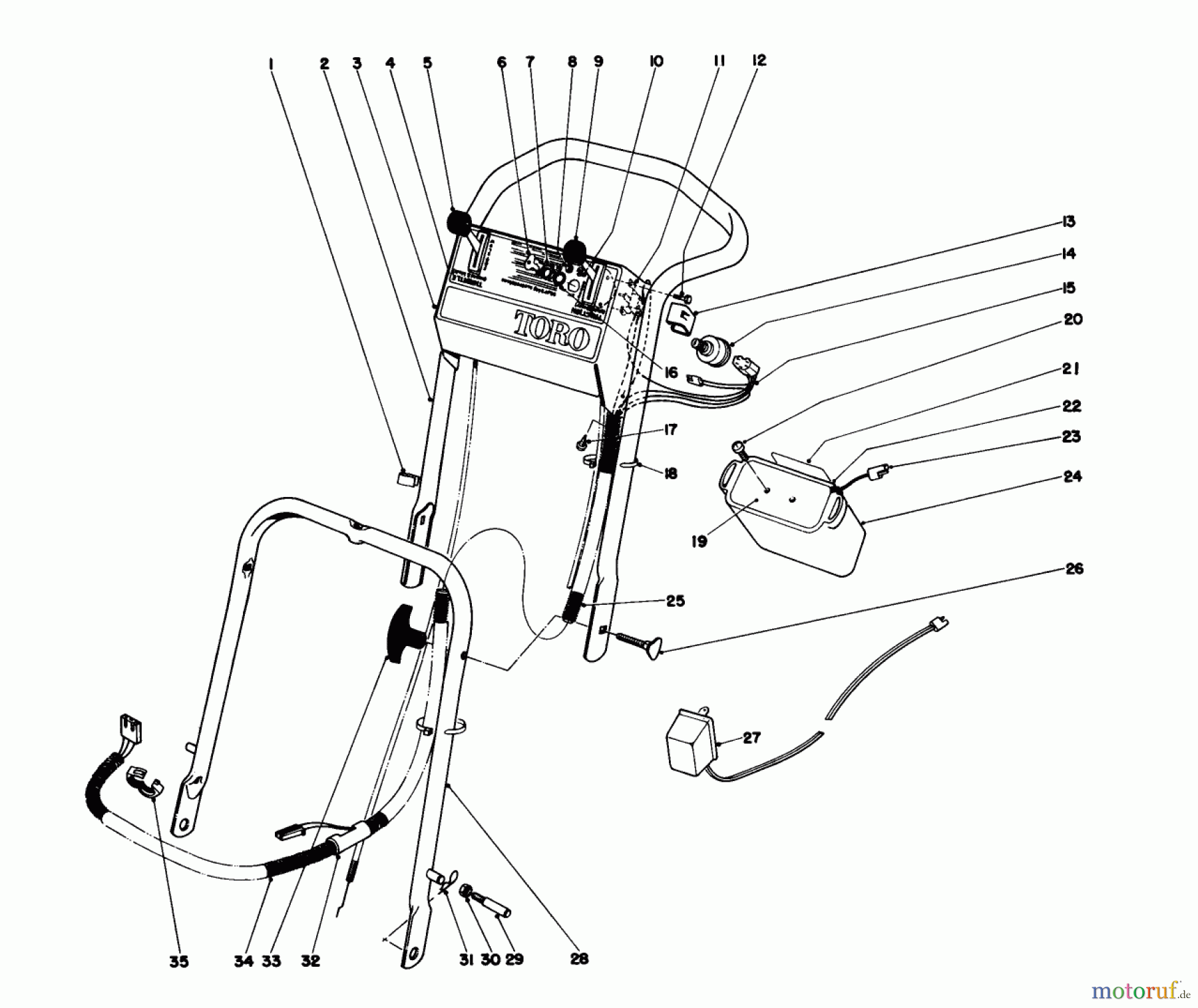  Toro Neu Mowers, Walk-Behind Seite 2 21738 - Toro Whirlwind Lawnmower, 1979 (9000001-9999999) HANDLE ASSEMBLY