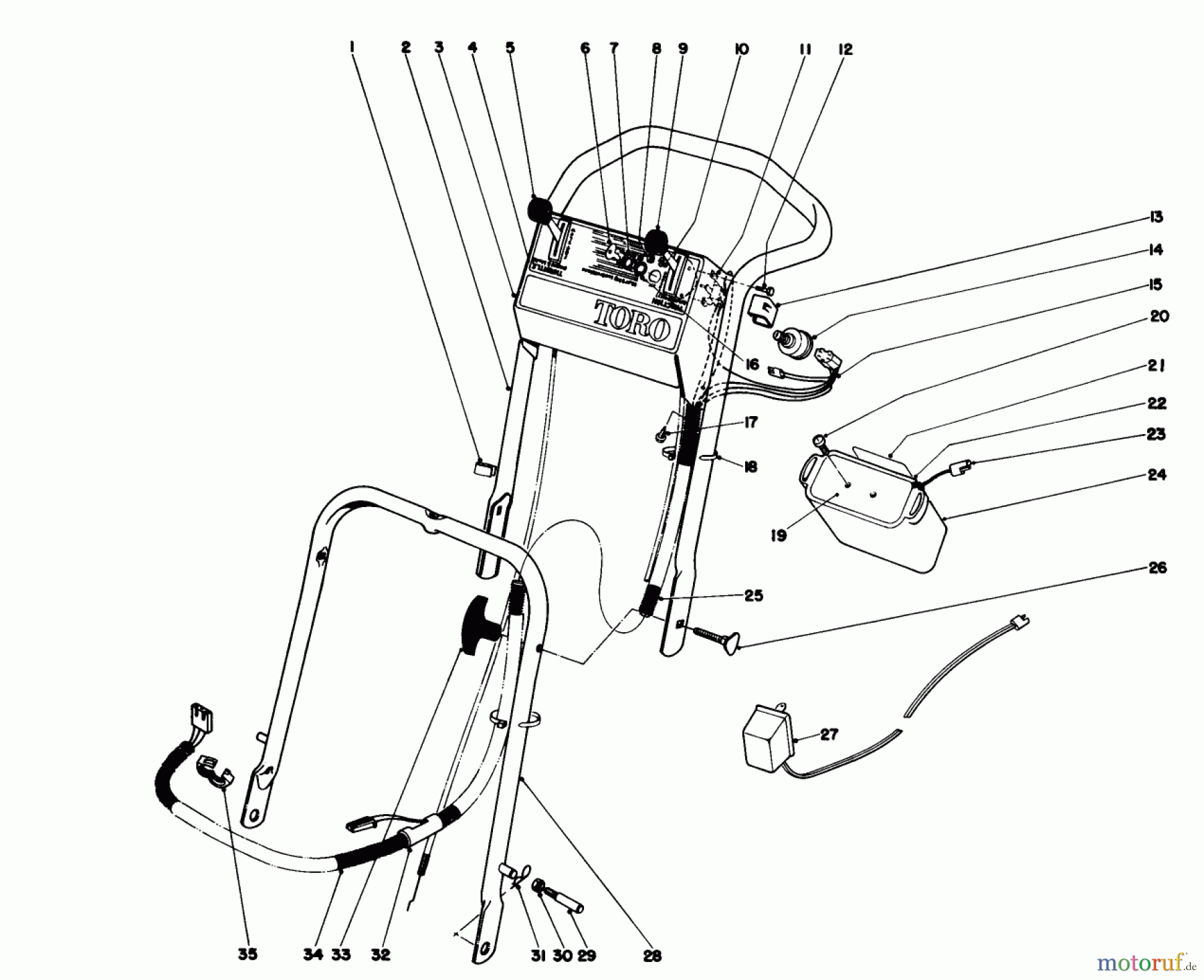  Toro Neu Mowers, Walk-Behind Seite 2 21738 - Toro Whirlwind Lawnmower, 1980 (0000001-0999999) HANDLE ASSEMBLY