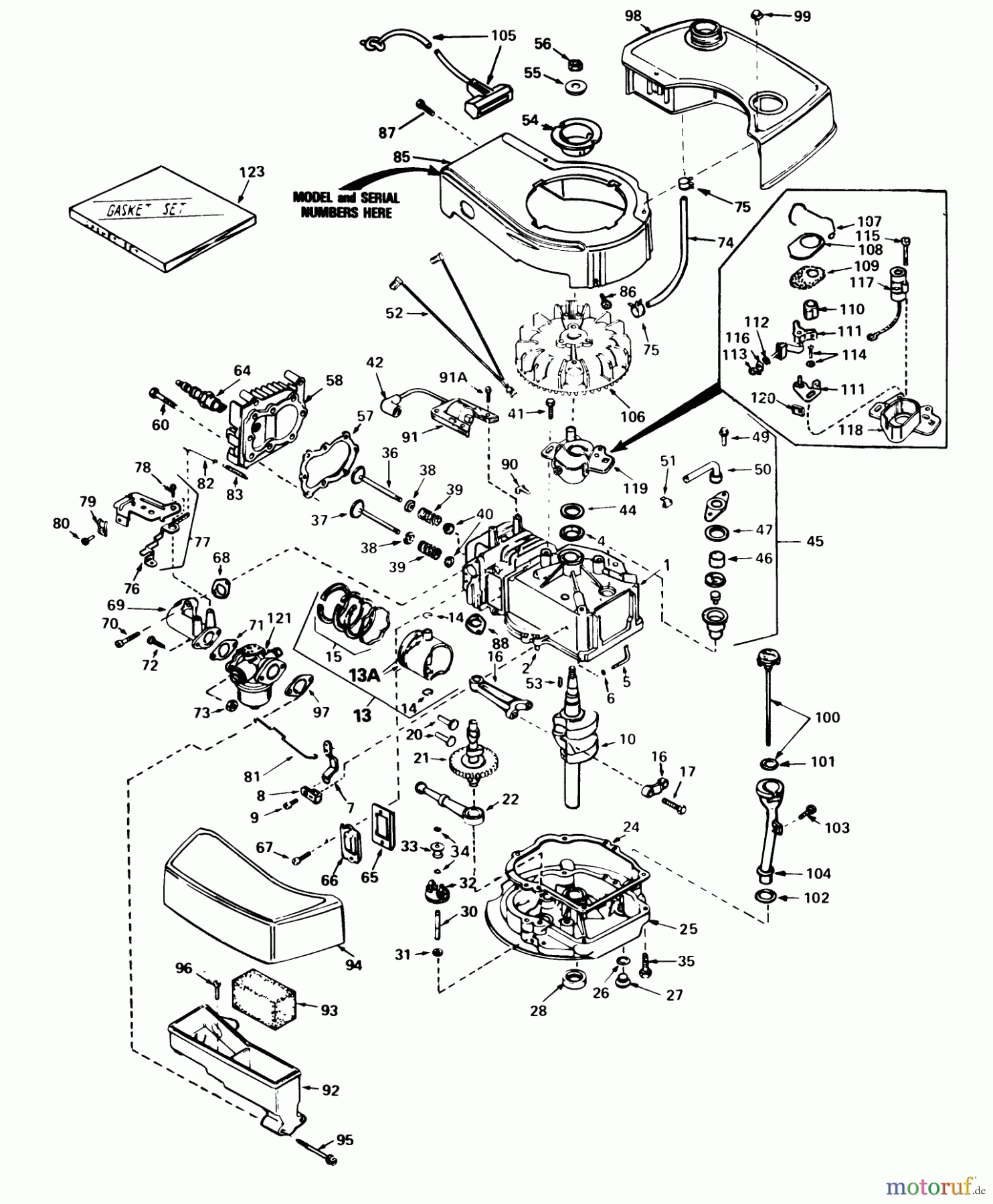  Toro Neu Mowers, Walk-Behind Seite 2 21738 - Toro Whirlwind Lawnmower, 1981 (1000001-1999999) ENGINE TECUMSEH MODEL NO. TNT 100-10056D