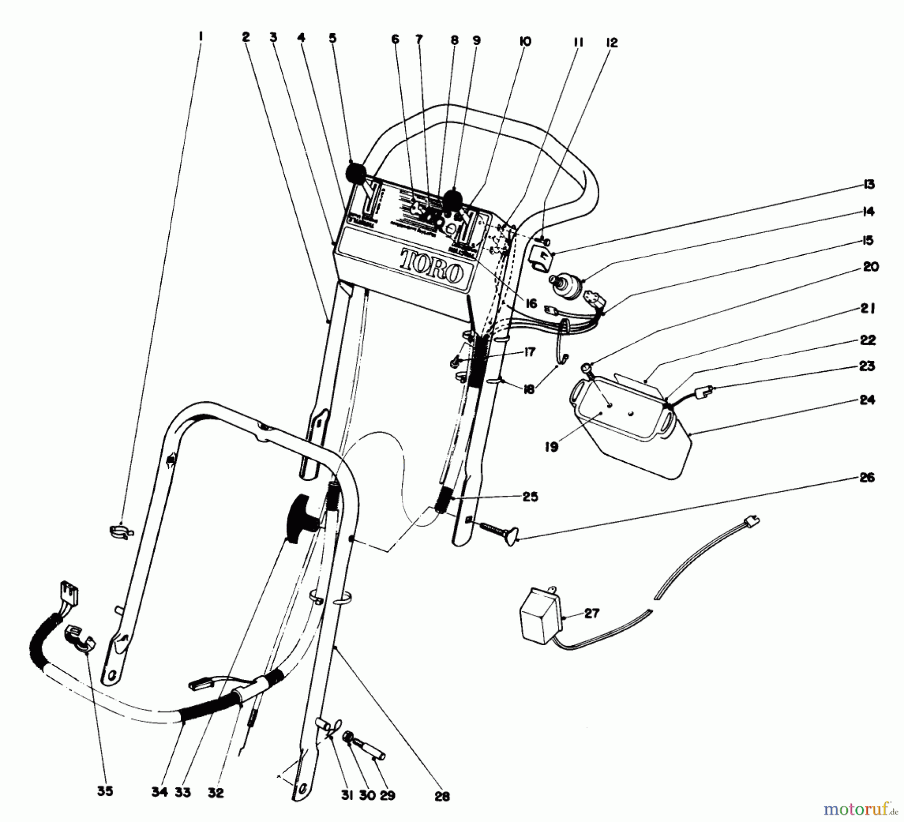  Toro Neu Mowers, Walk-Behind Seite 2 21738 - Toro Whirlwind Lawnmower, 1981 (1000001-1999999) HANDLE ASSEMBLY
