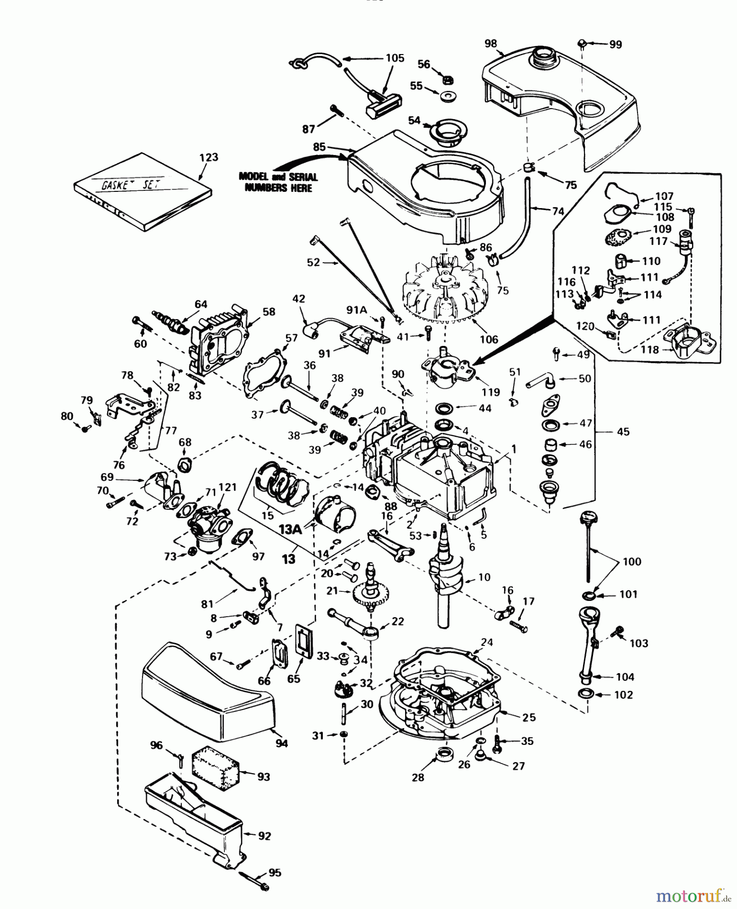  Toro Neu Mowers, Walk-Behind Seite 2 21738 - Toro Whirlwind Lawnmower, 1982 (2000001-2999999) ENGINE TECUMSEH MODEL NO. TNT 100-10056D