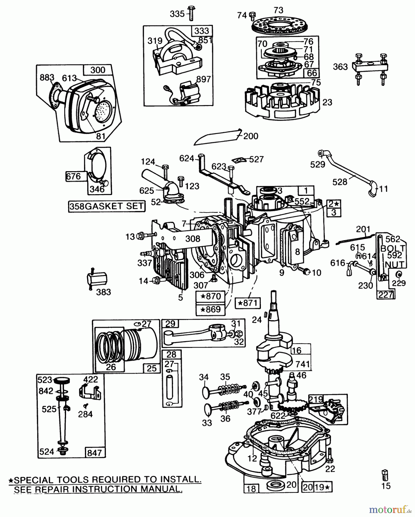  Toro Neu Mowers, Walk-Behind Seite 2 22010 - Toro Lawnmower, 1984 (4000001-4999999) ENGINE BRIGGS & STRATTON MODEL NO. 130902 TYPE 1200-01 #1