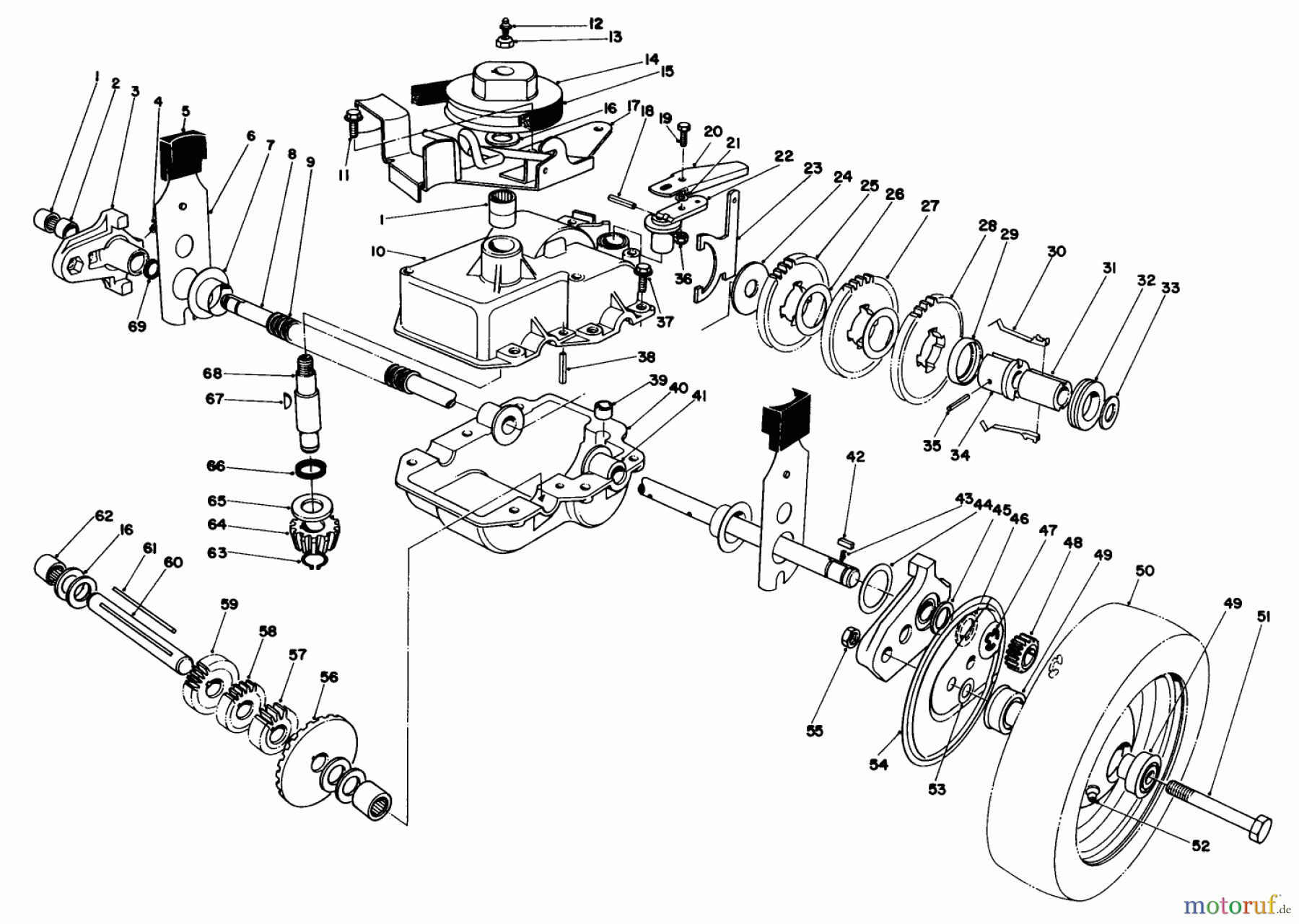  Toro Neu Mowers, Walk-Behind Seite 2 22015 - Toro Lawnmower, 1984 (4000001-4999999) GEAR CASE ASSEMBLY (MODEL 22020)