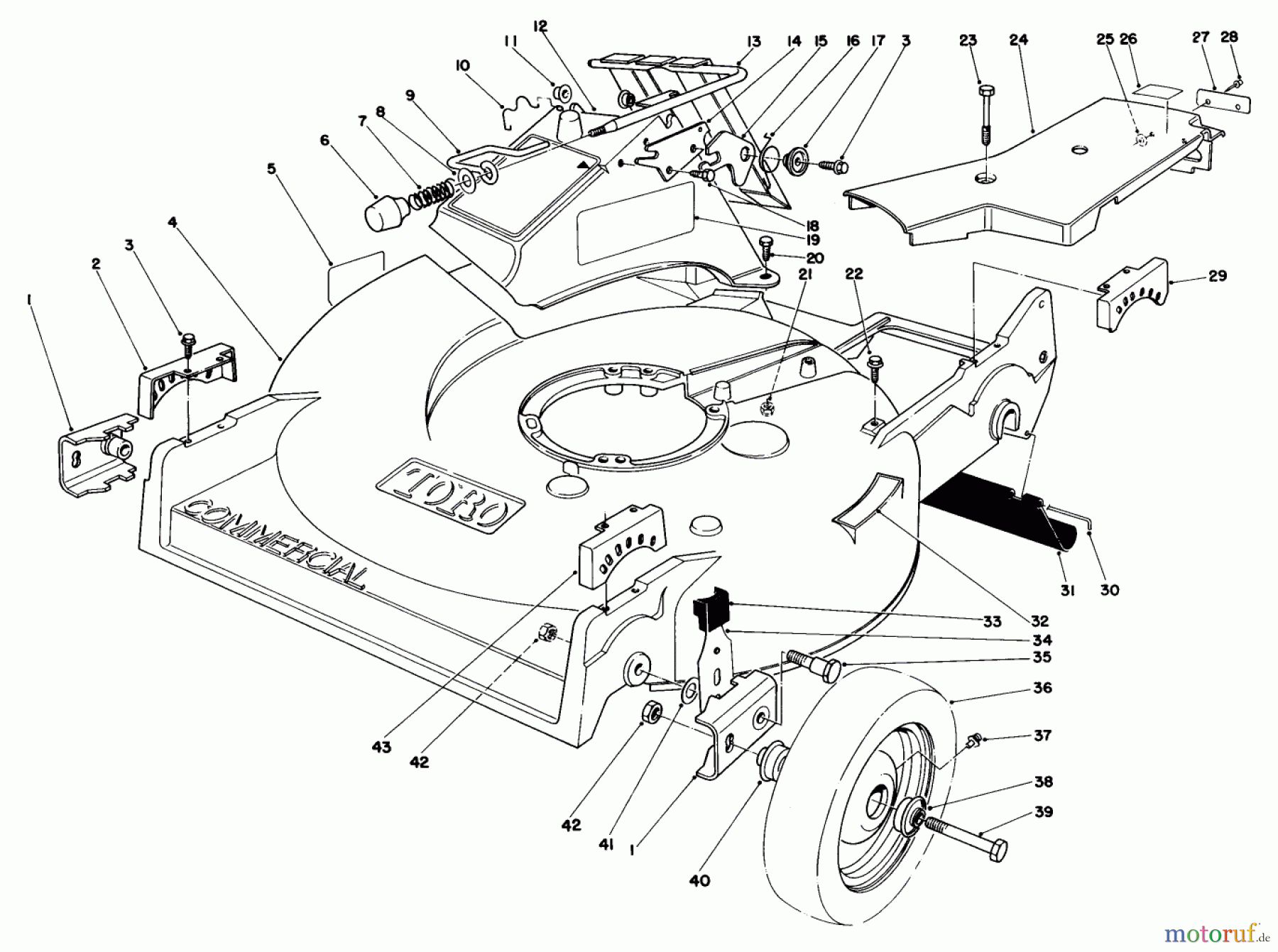  Toro Neu Mowers, Walk-Behind Seite 2 22020 - Toro Lawnmower, 1984 (4000001-4999999) HOUSING ASSEMBLY (MODEL 22020)
