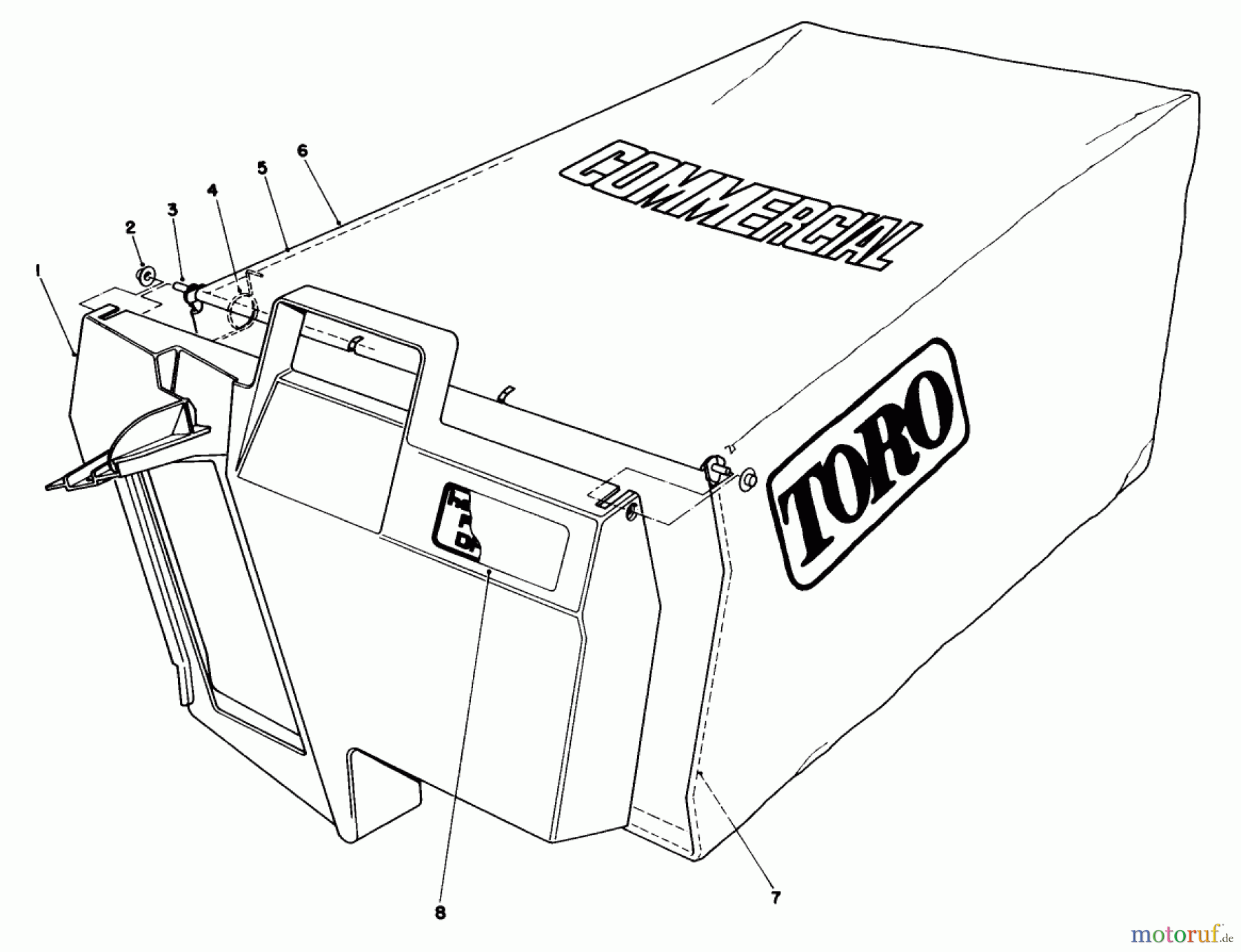  Toro Neu Mowers, Walk-Behind Seite 2 22020 - Toro Lawnmower, 1985 (5000001-5999999) GRASS BAG ASSEMBLY NO. 11-5609