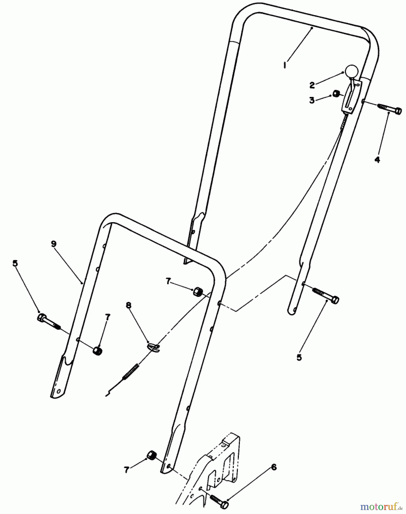  Toro Neu Mowers, Walk-Behind Seite 2 22025 - Toro Lawnmower, 1987 (7000001-7999999) HANDLE ASSEMBLY