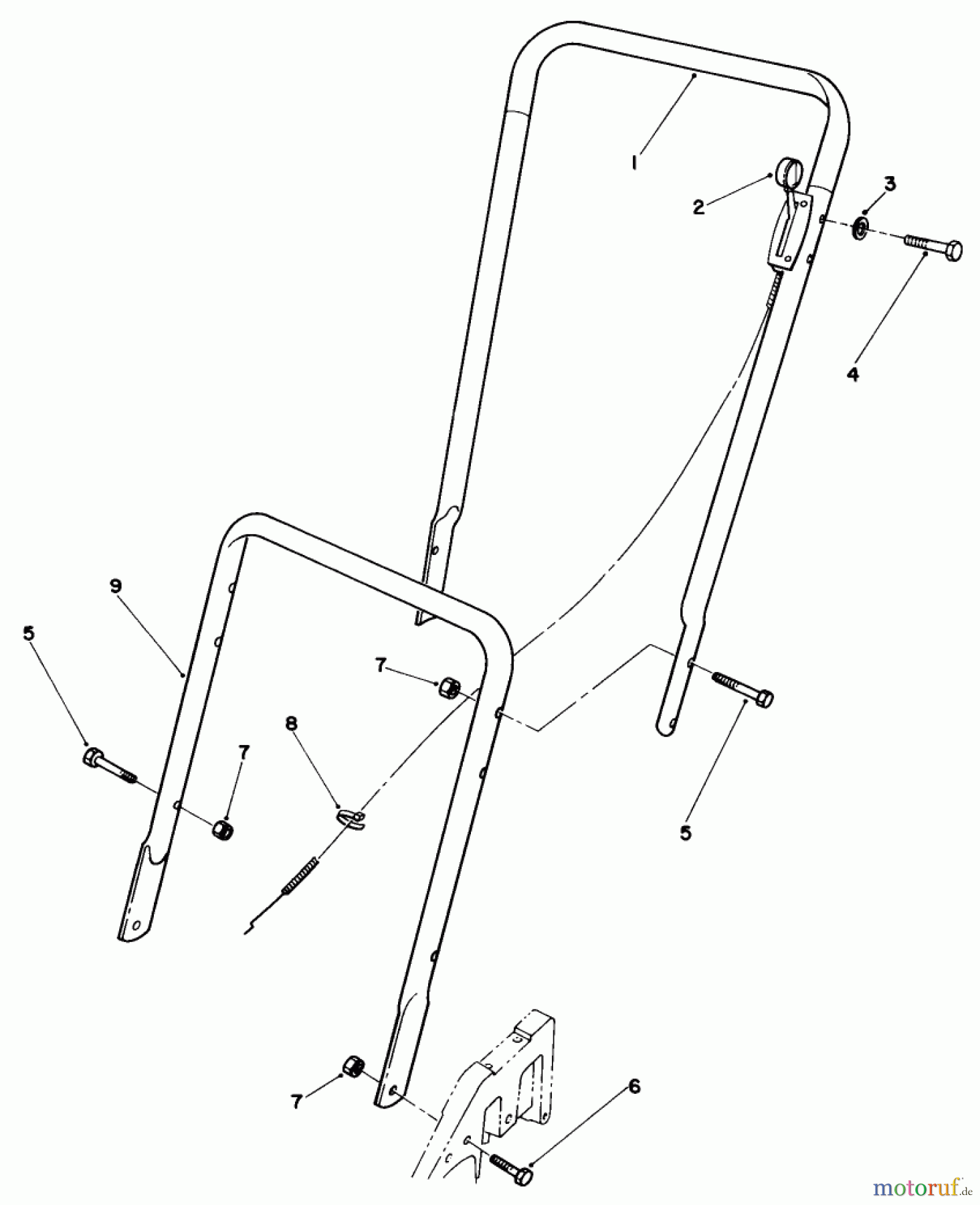 Toro Neu Mowers, Walk-Behind Seite 2 22025 - Toro Lawnmower, 1988 (8000001-8999999) HANDLE ASSEMBLY