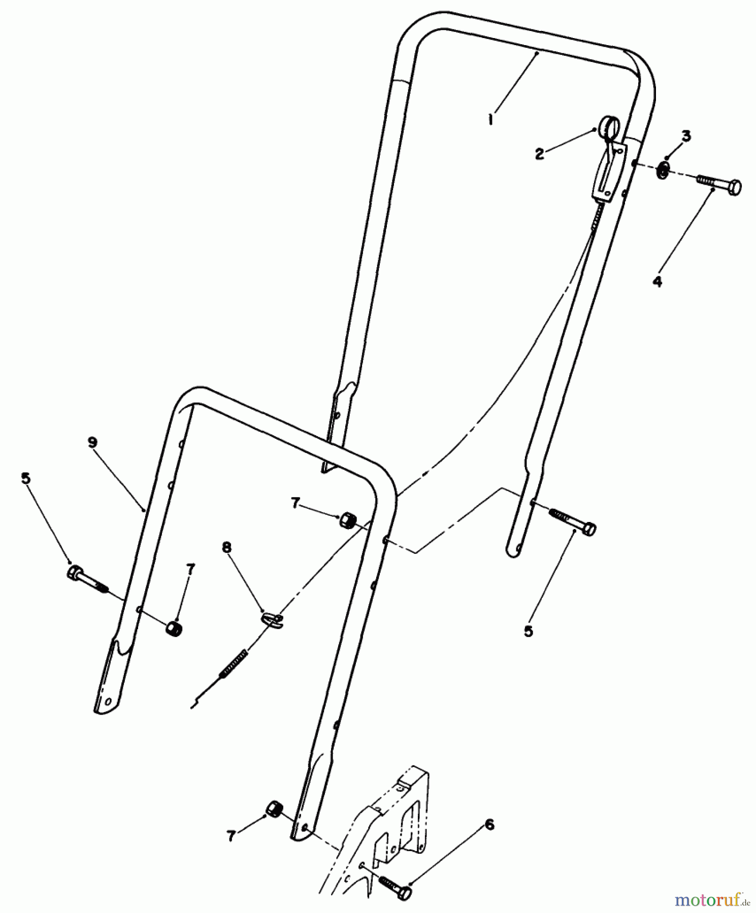  Toro Neu Mowers, Walk-Behind Seite 2 22025C - Toro Lawnmower, 1988 (8000001-8999999) HANDLE ASSEMBLY