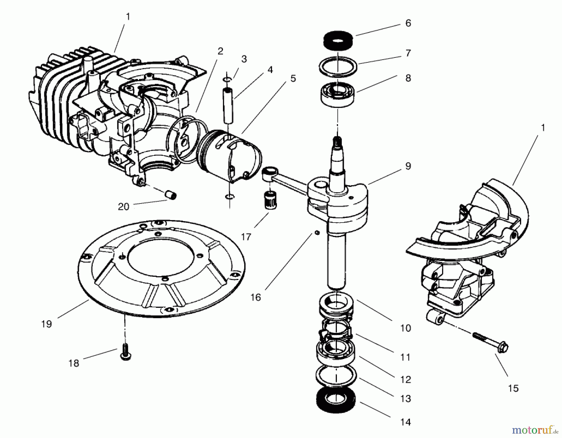  Toro Neu Mowers, Walk-Behind Seite 2 22026 - Toro Side Discharge Mower, 1998 (8900001-8999999) CRANKSHAFT ASSEBLY (MODEL NO. 47PT7-3)