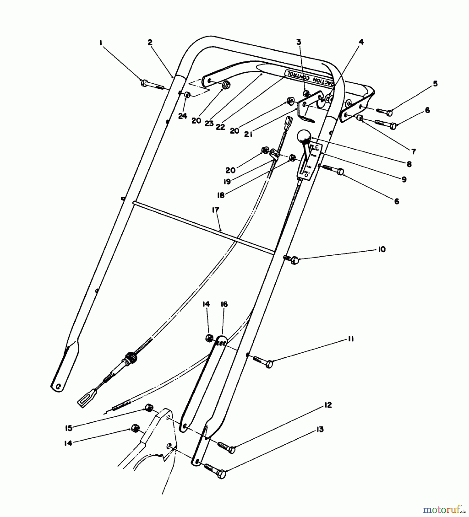  Toro Neu Mowers, Walk-Behind Seite 2 22030 - Toro Lawnmower, 1986 (6000001-6999999) HANDLE ASSEMBLY (MODEL 22035)