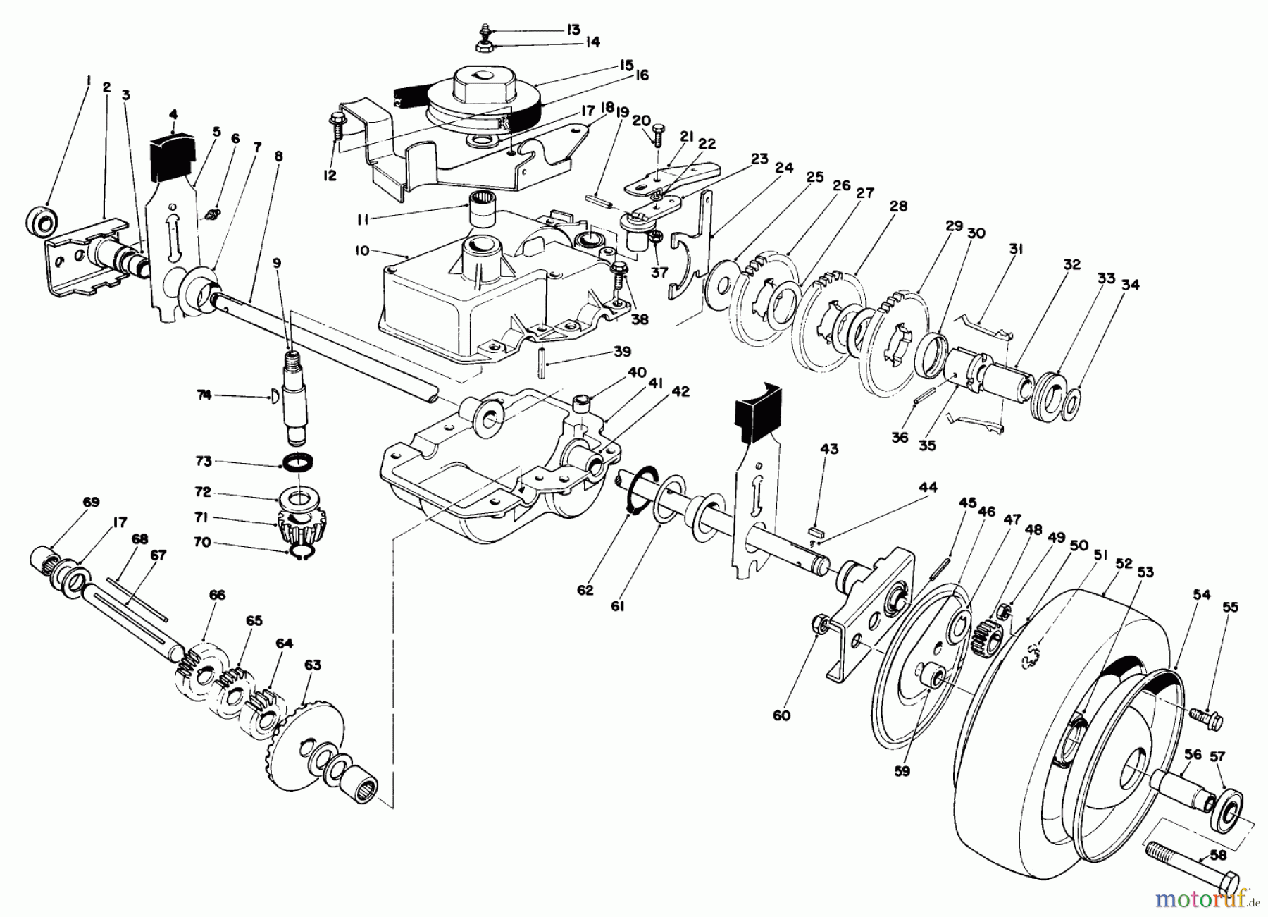  Toro Neu Mowers, Walk-Behind Seite 2 22035 - Toro Lawnmower, 1987 (7000001-7999999) GEAR CASE ASSEMBLY (MODEL 22035)