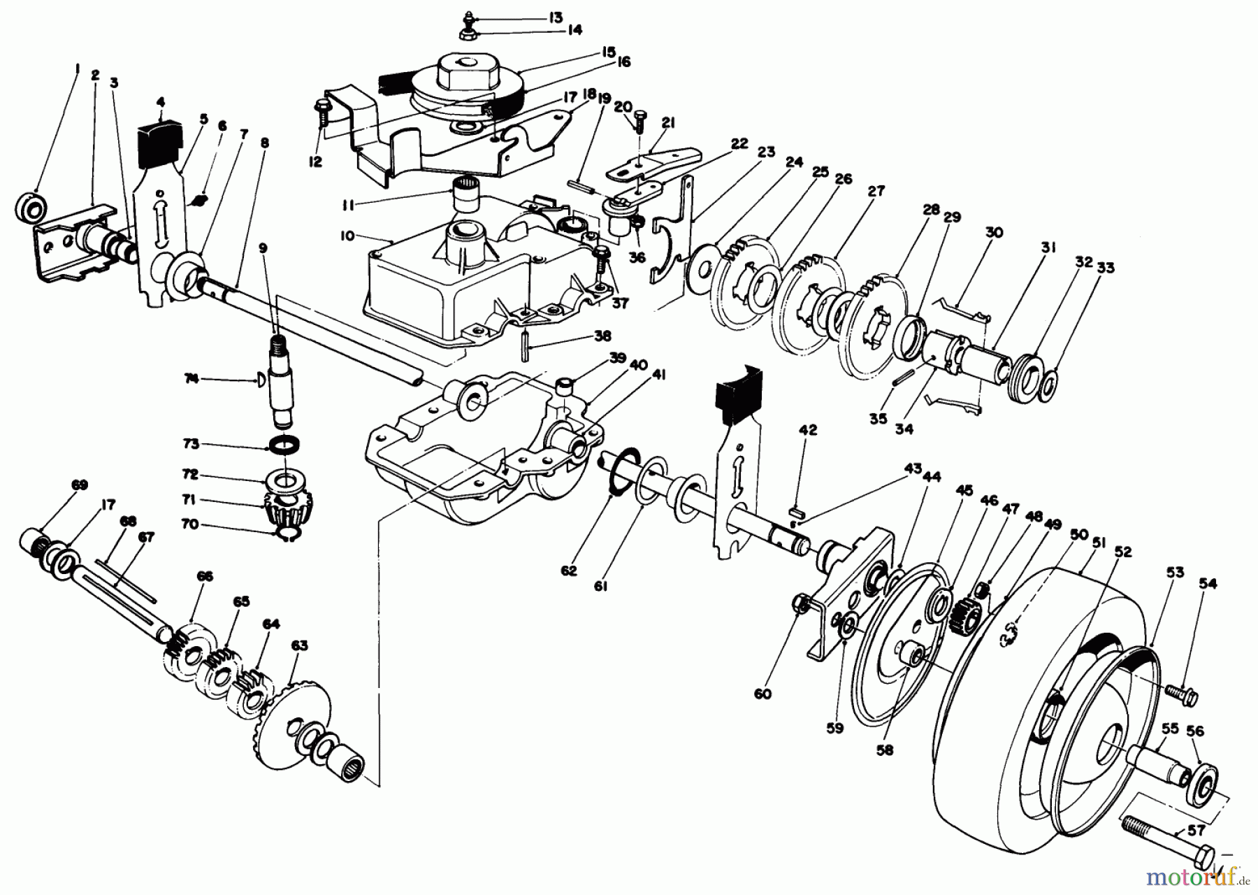  Toro Neu Mowers, Walk-Behind Seite 2 22030 - Toro Lawnmower, 1988 (8000001-8999999) GEAR CASE ASSEMBLY (MODEL 22035)