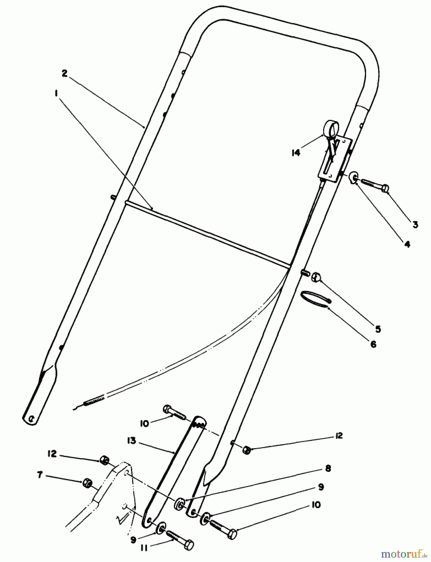  Toro Neu Mowers, Walk-Behind Seite 2 22035 - Toro Lawnmower, 1988 (8002990-8999999) HANDLE ASSEMBLY (MODEL 22030)