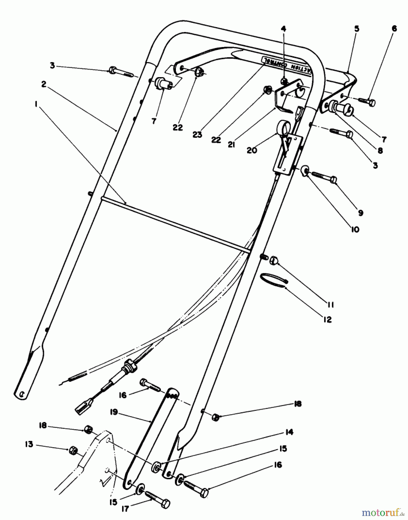  Toro Neu Mowers, Walk-Behind Seite 2 22030 - Toro Lawnmower, 1988 (8000001-8999999) HANDLE ASSEMBLY (MODEL 22035)