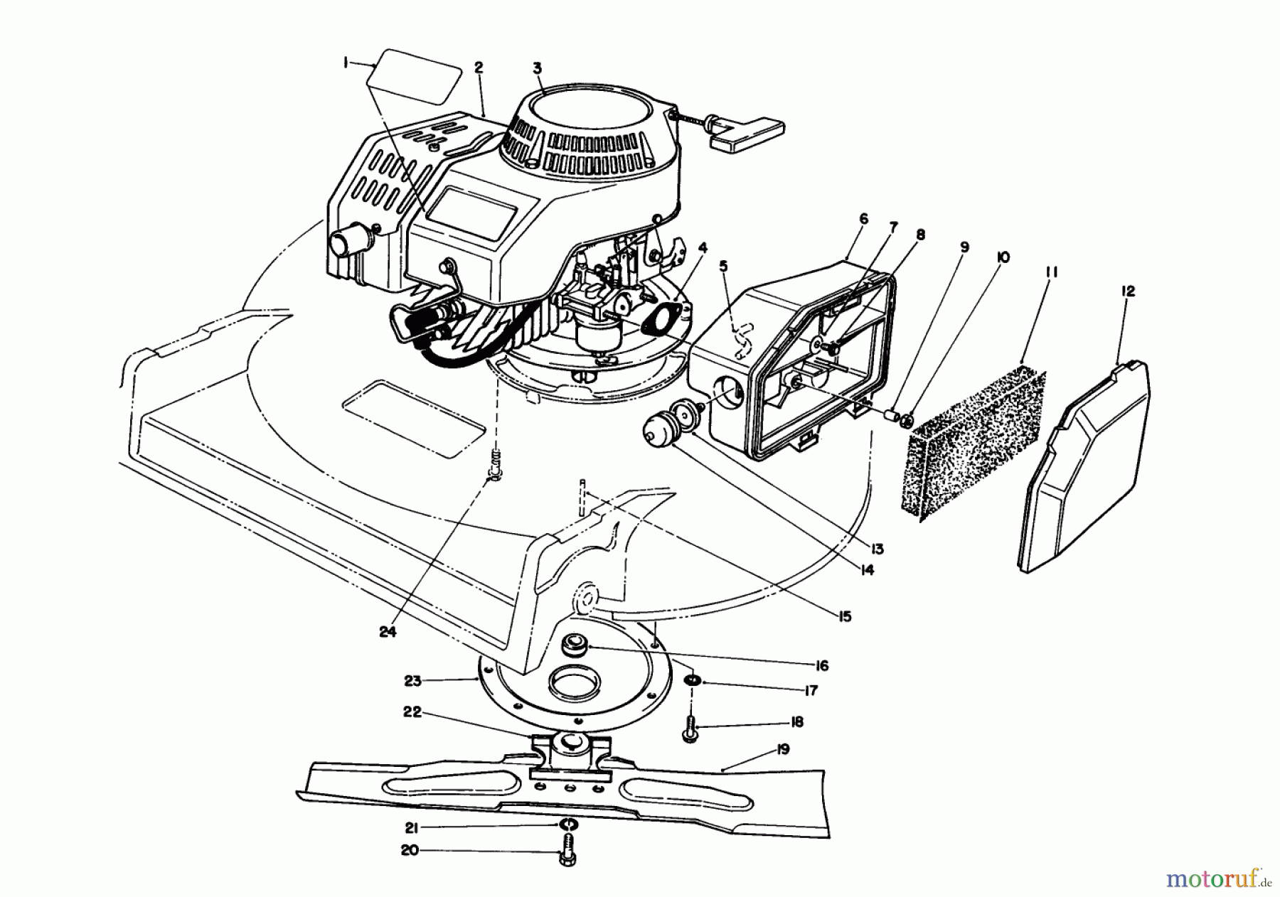  Toro Neu Mowers, Walk-Behind Seite 2 22035 - Toro Lawnmower, 1990 (0000001-0999999) ENGINE ASSEMBLY (MODEL 22030)