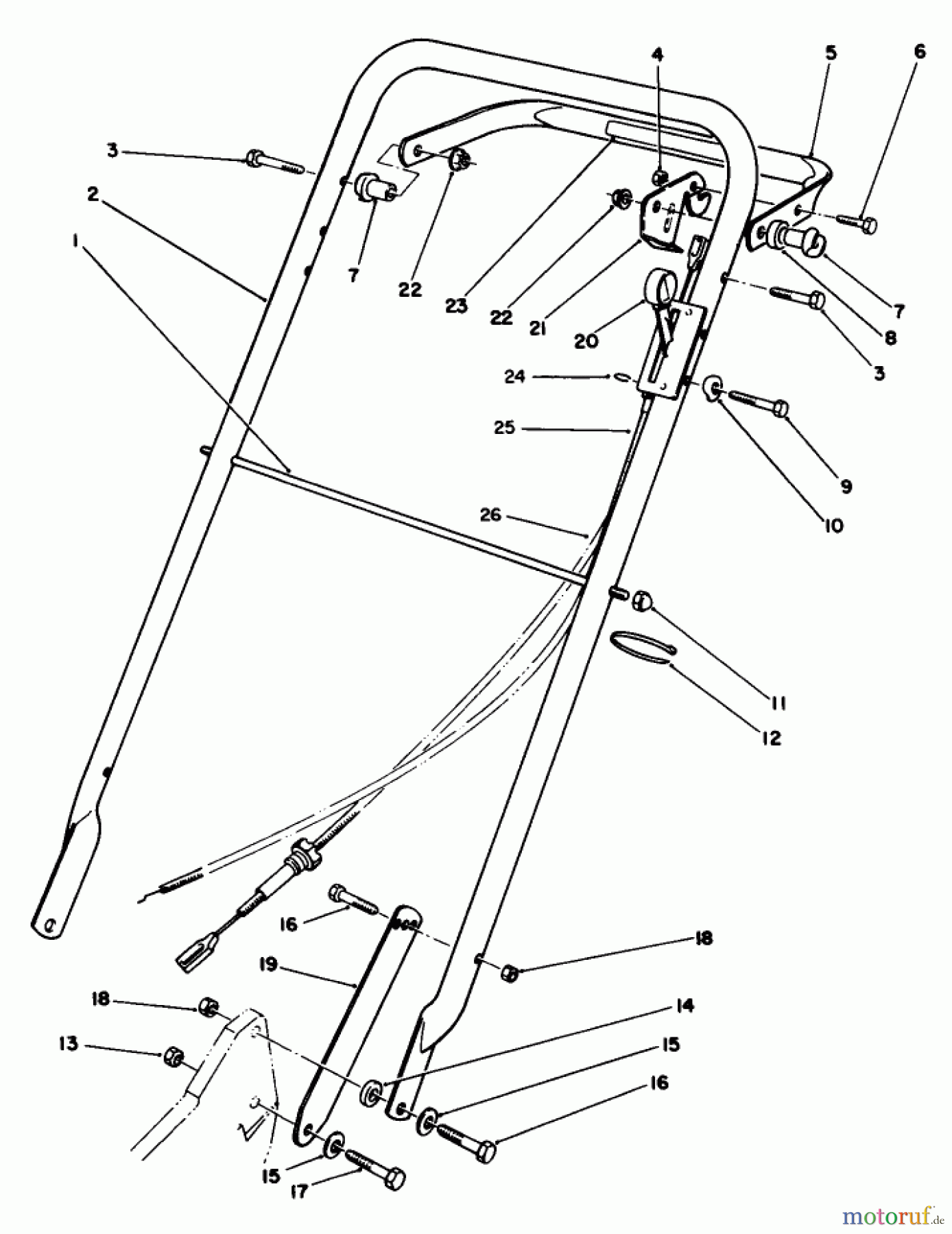  Toro Neu Mowers, Walk-Behind Seite 2 22035 - Toro Lawnmower, 1991 (1000001-1999999) HANDLE ASSEMBLY (MODEL 22035)