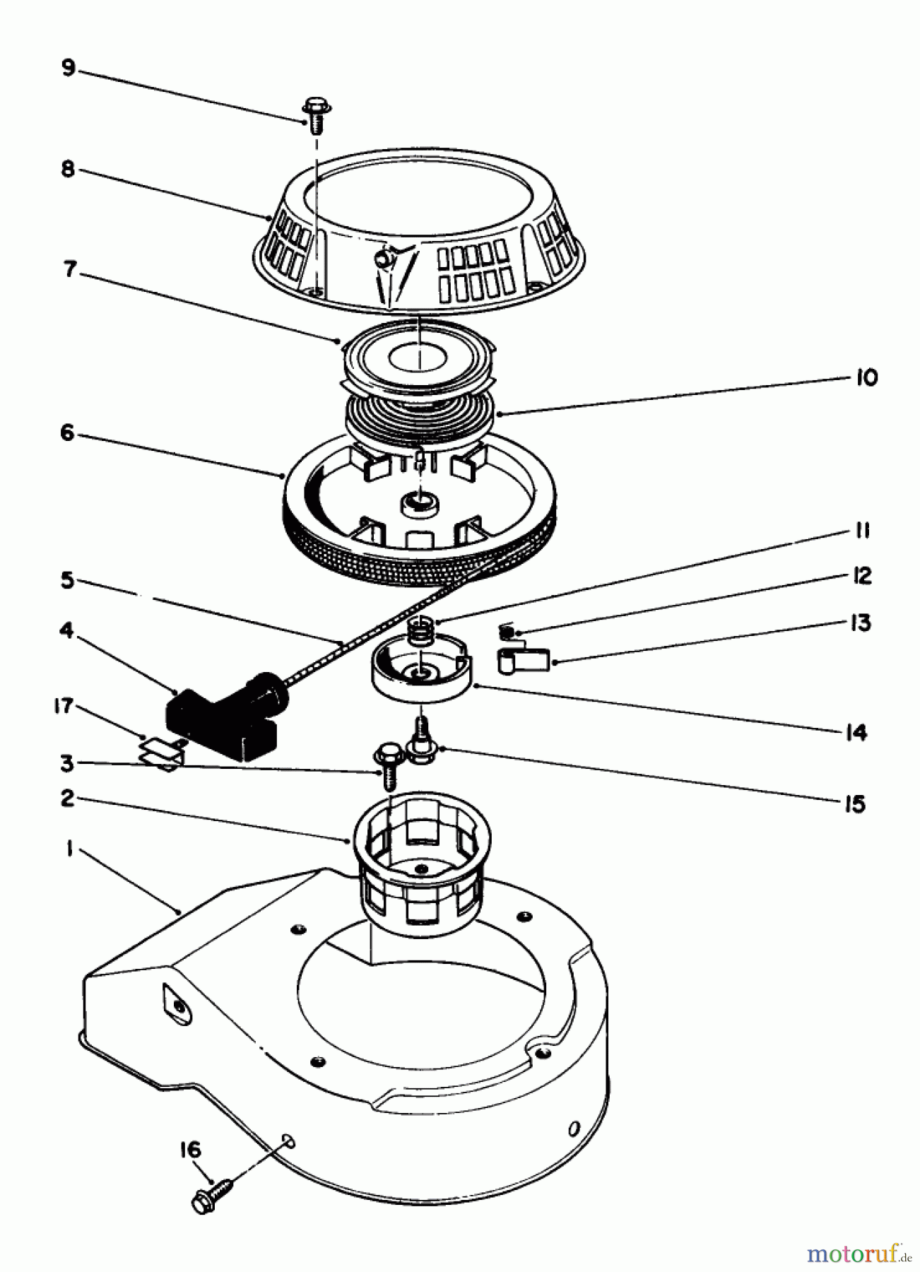  Toro Neu Mowers, Walk-Behind Seite 2 22030 - Toro Lawnmower, 1991 (1000001-1999999) RECOIL ASSEMBLY (MODEL NO. 47PL0-3)